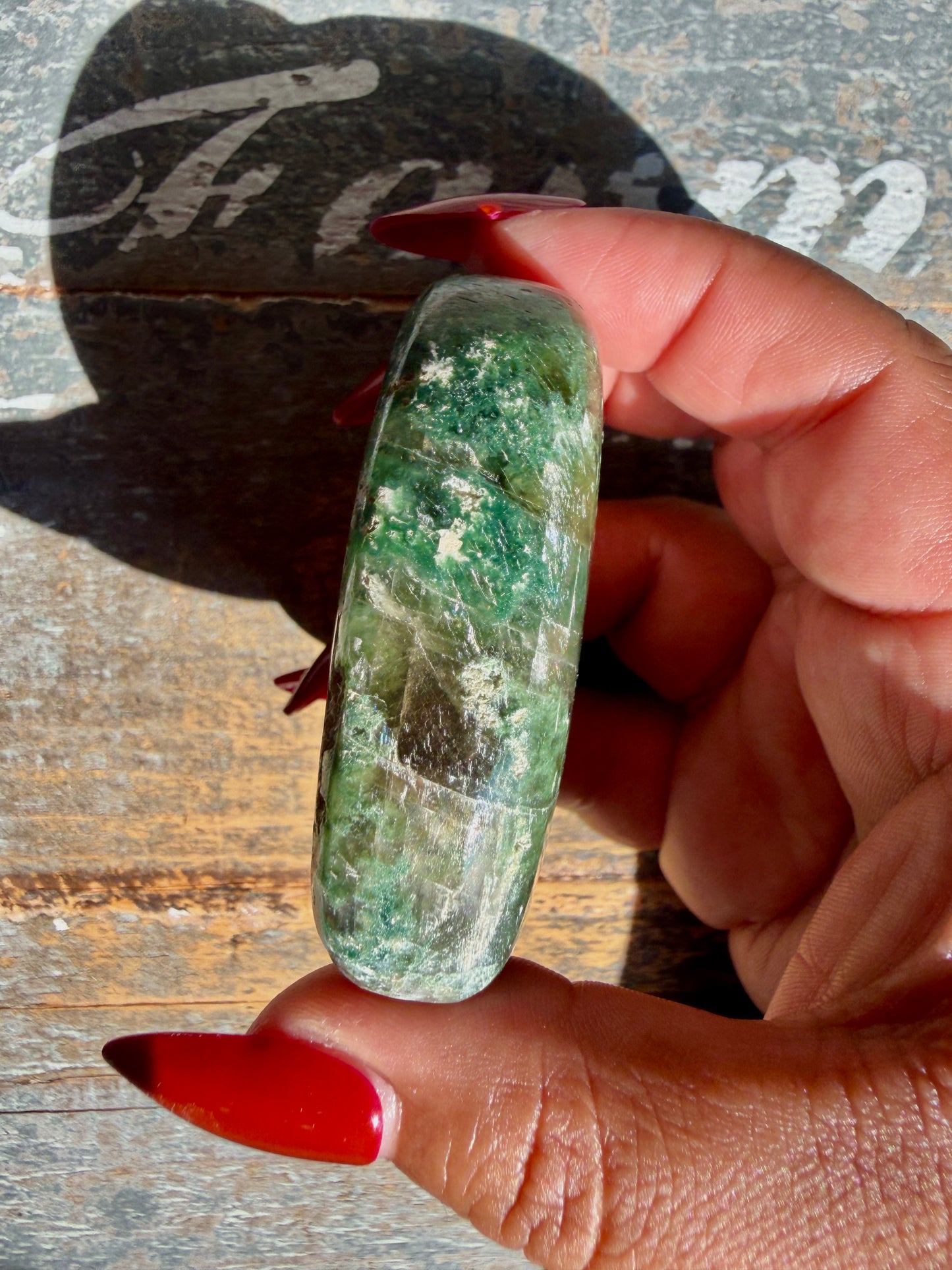 Gorgeous Optical Calcite + Moss Agate Combo Mineral Palm Stone | India | Opt 43