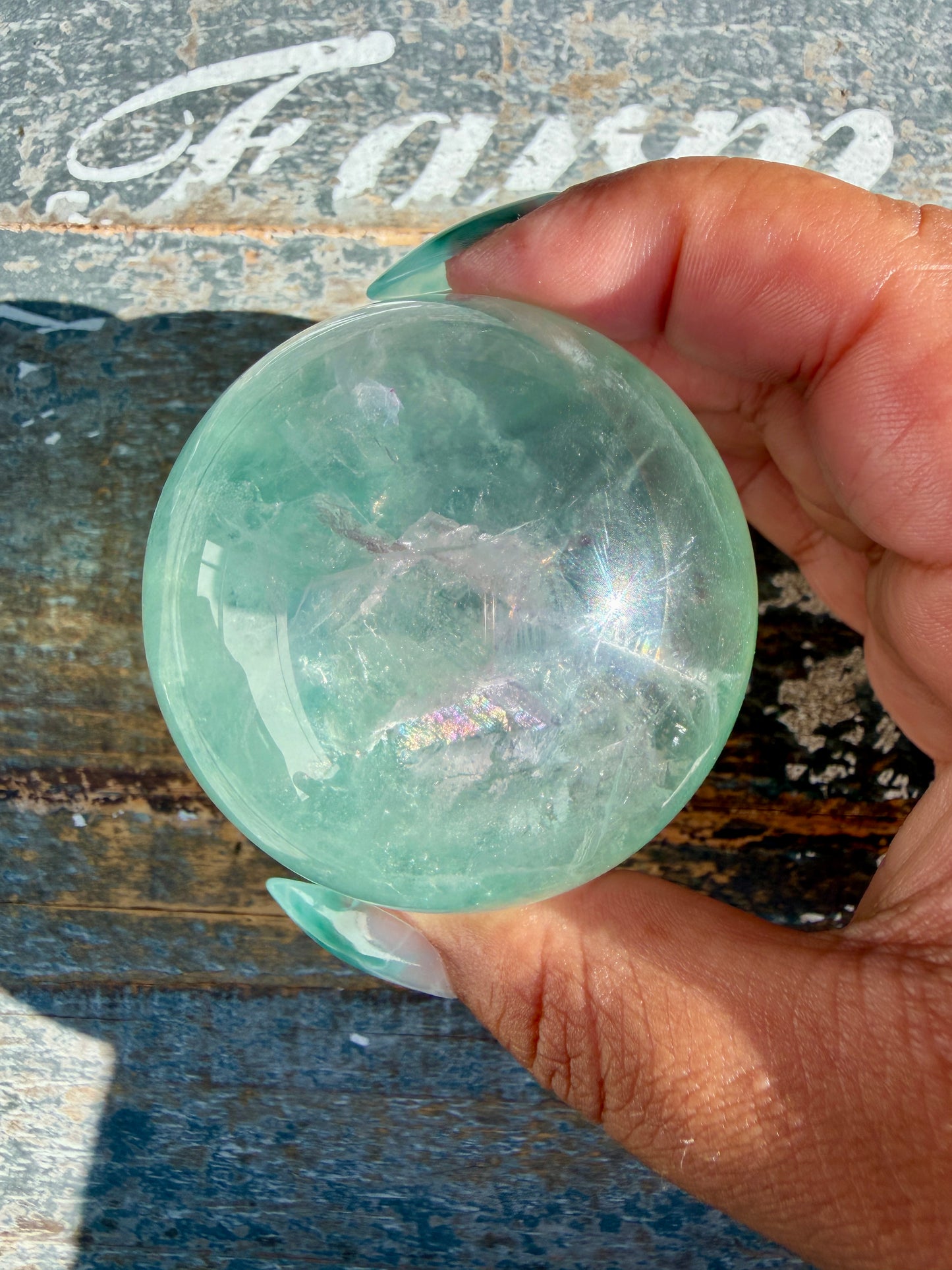 Gorgeous Stormy Water Fluorite Sphere | Opt 32