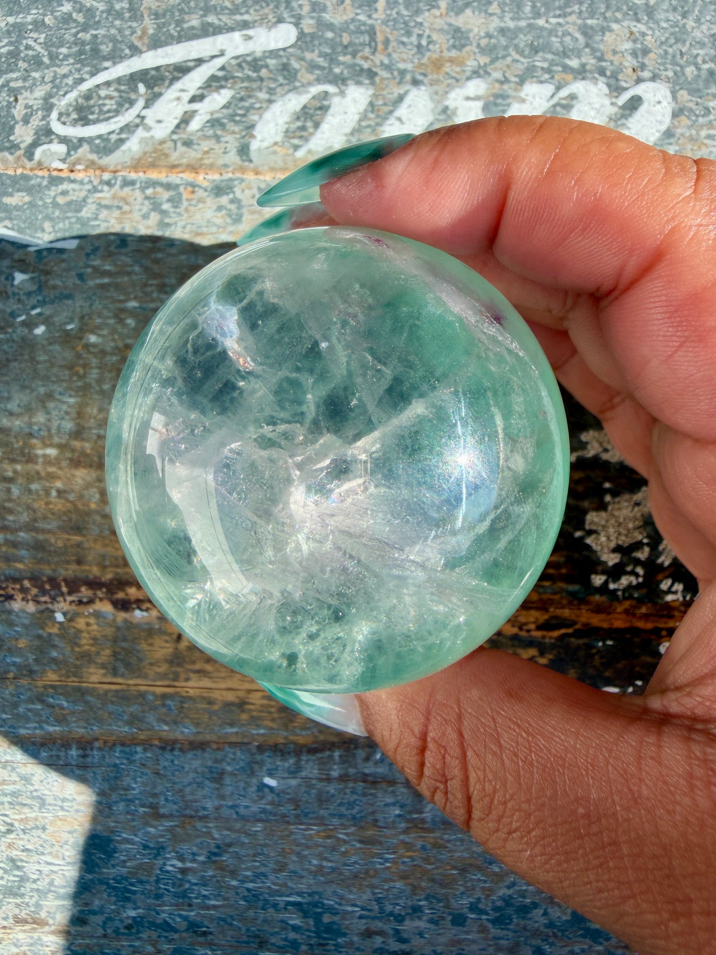Gorgeous Stormy Water Fluorite Sphere | Opt 32