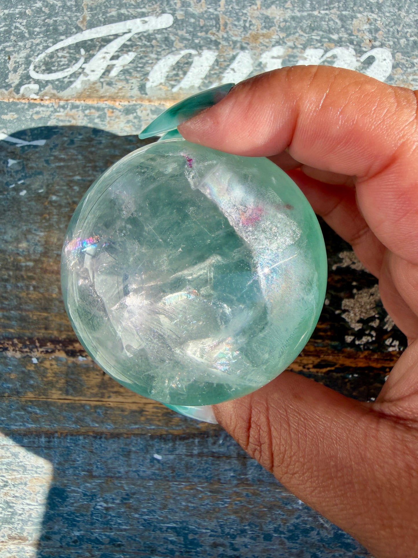 Gorgeous Stormy Water Fluorite Sphere | Opt 32