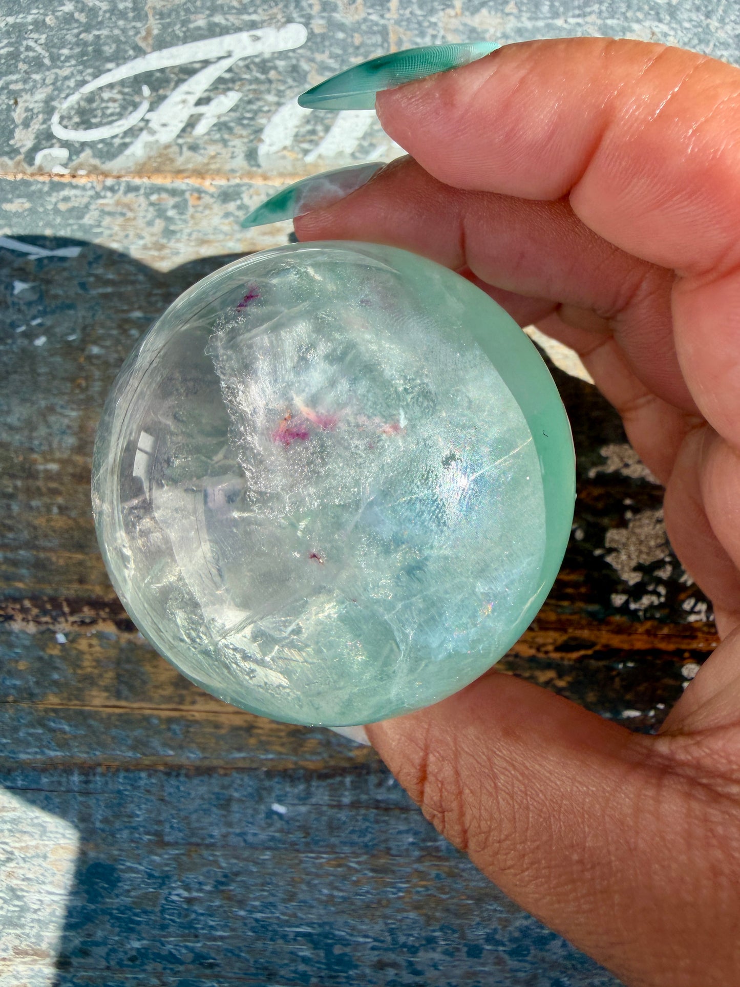 Gorgeous Stormy Water Fluorite Sphere | Opt 32