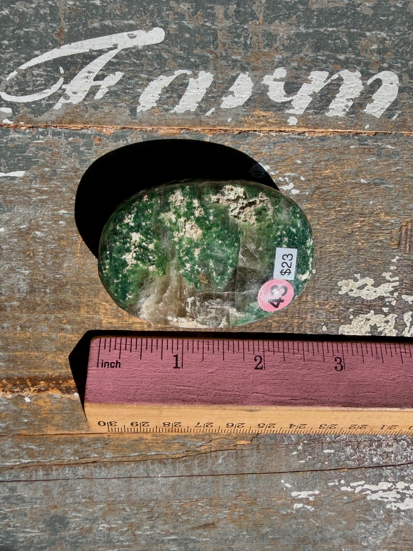 Gorgeous Optical Calcite + Moss Agate Combo Mineral Palm Stone | India | Opt 43