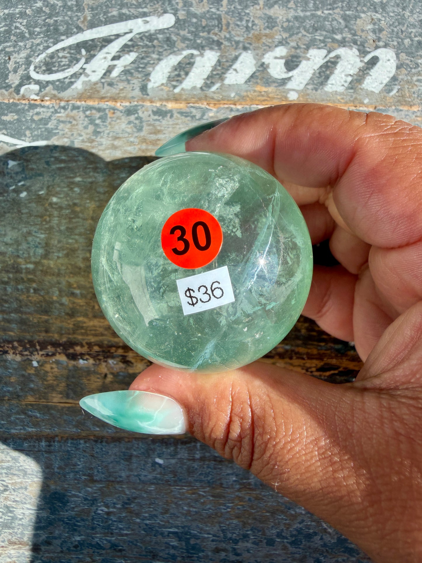 Gorgeous Stormy Water Fluorite Sphere | Opt 30