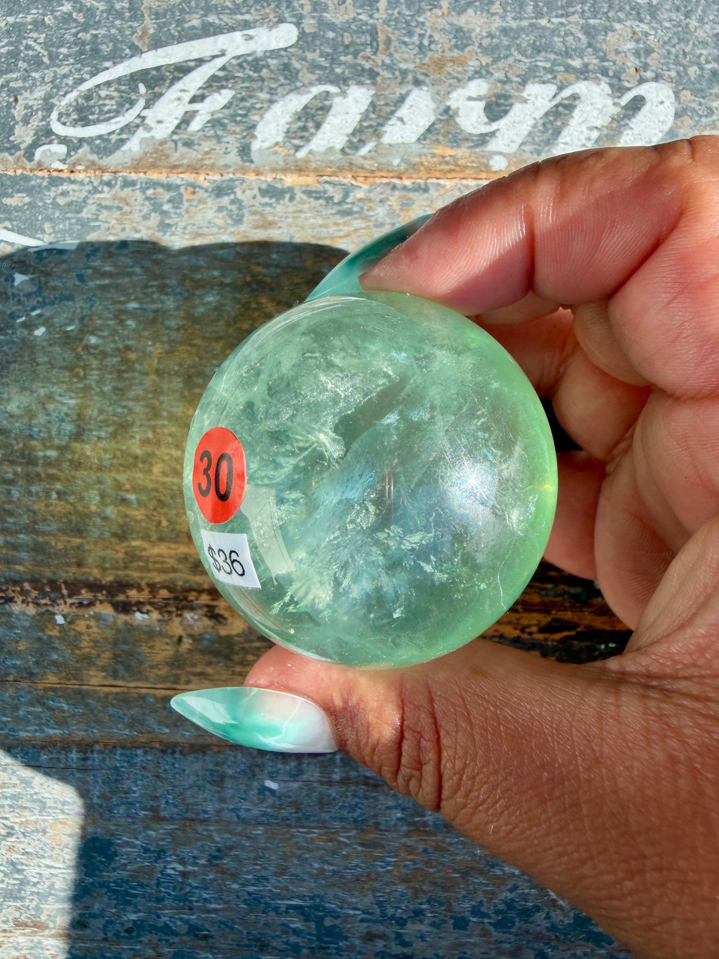 Gorgeous Stormy Water Fluorite Sphere | Opt 30