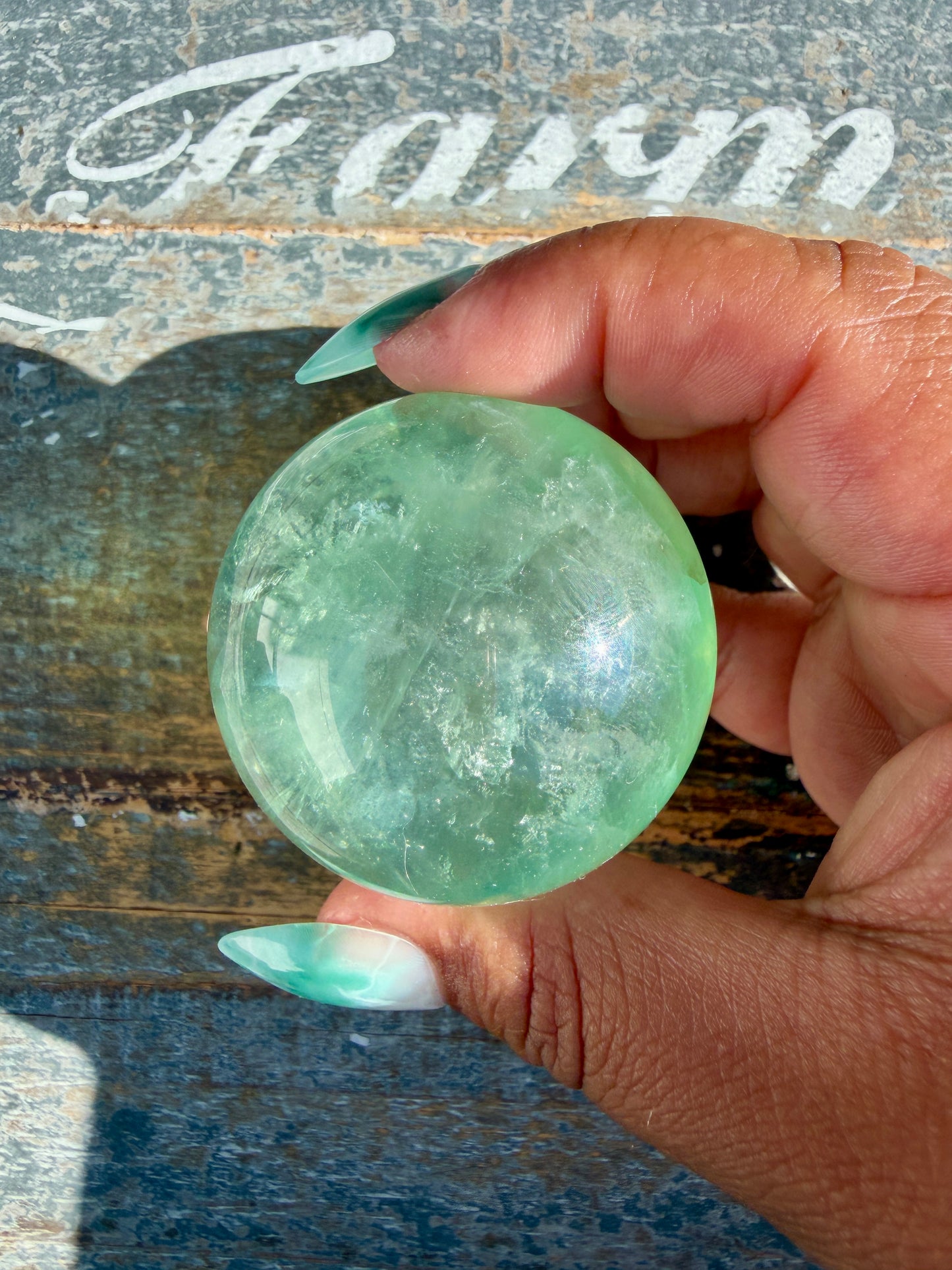 Gorgeous Stormy Water Fluorite Sphere | Opt 30