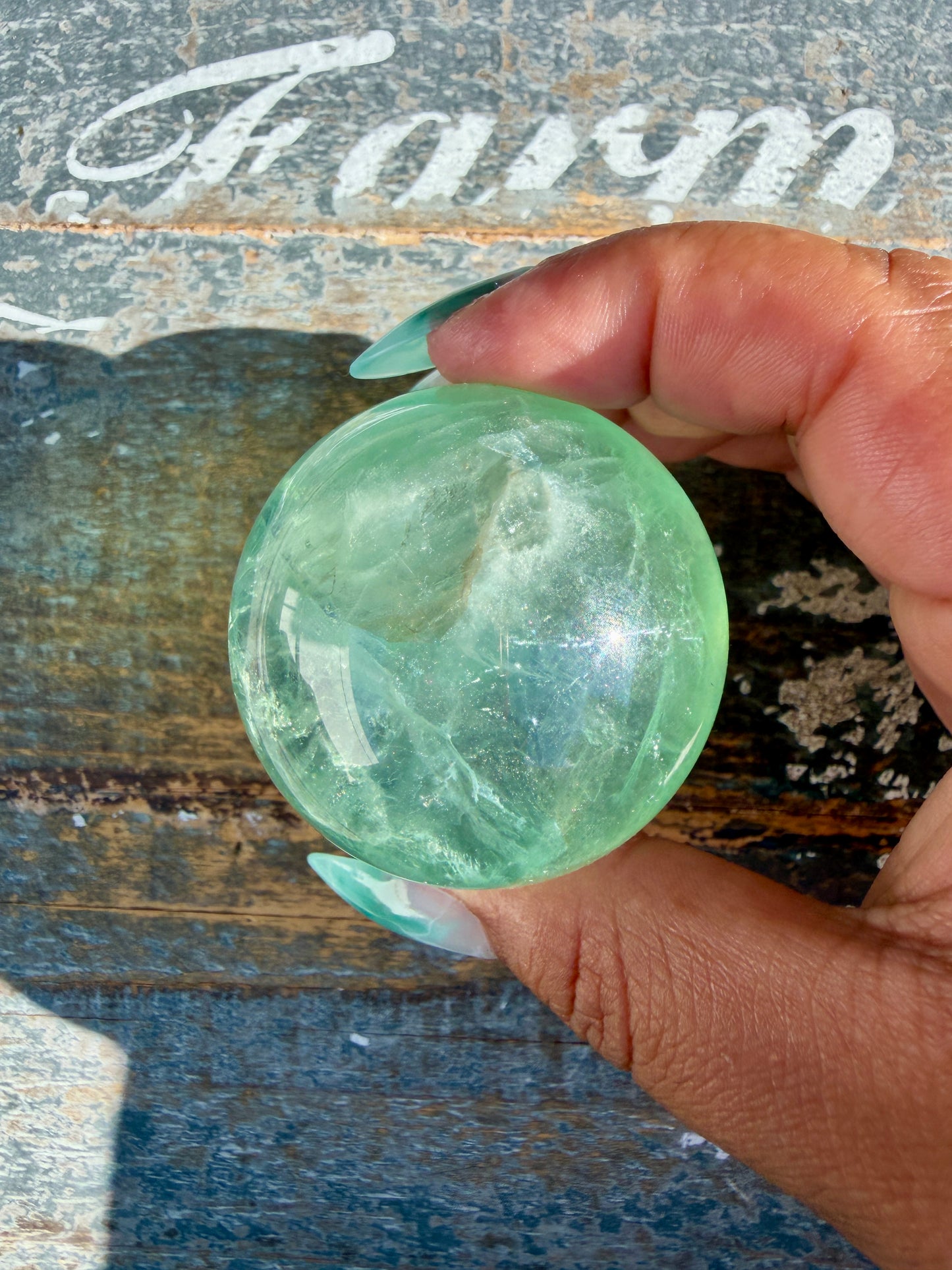 Gorgeous Stormy Water Fluorite Sphere | Opt 30