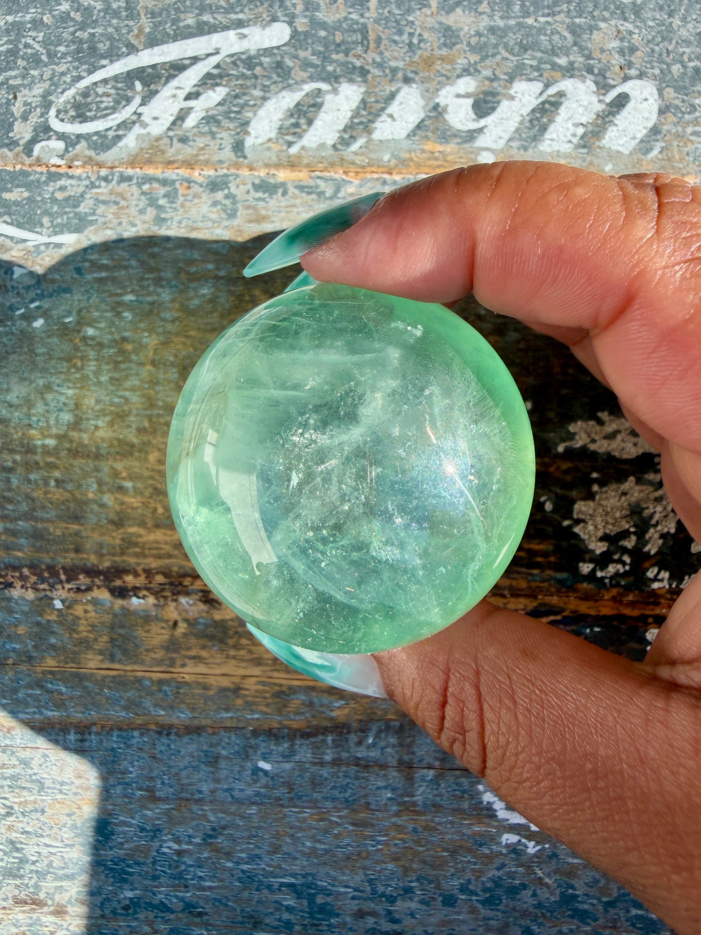 Gorgeous Stormy Water Fluorite Sphere | Opt 30