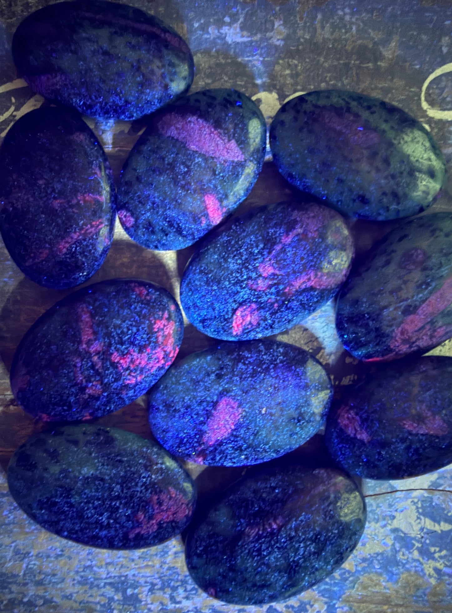 One (1) Ruby in Zoisite Palm Stone | UV reactive | Intuitively Chosen