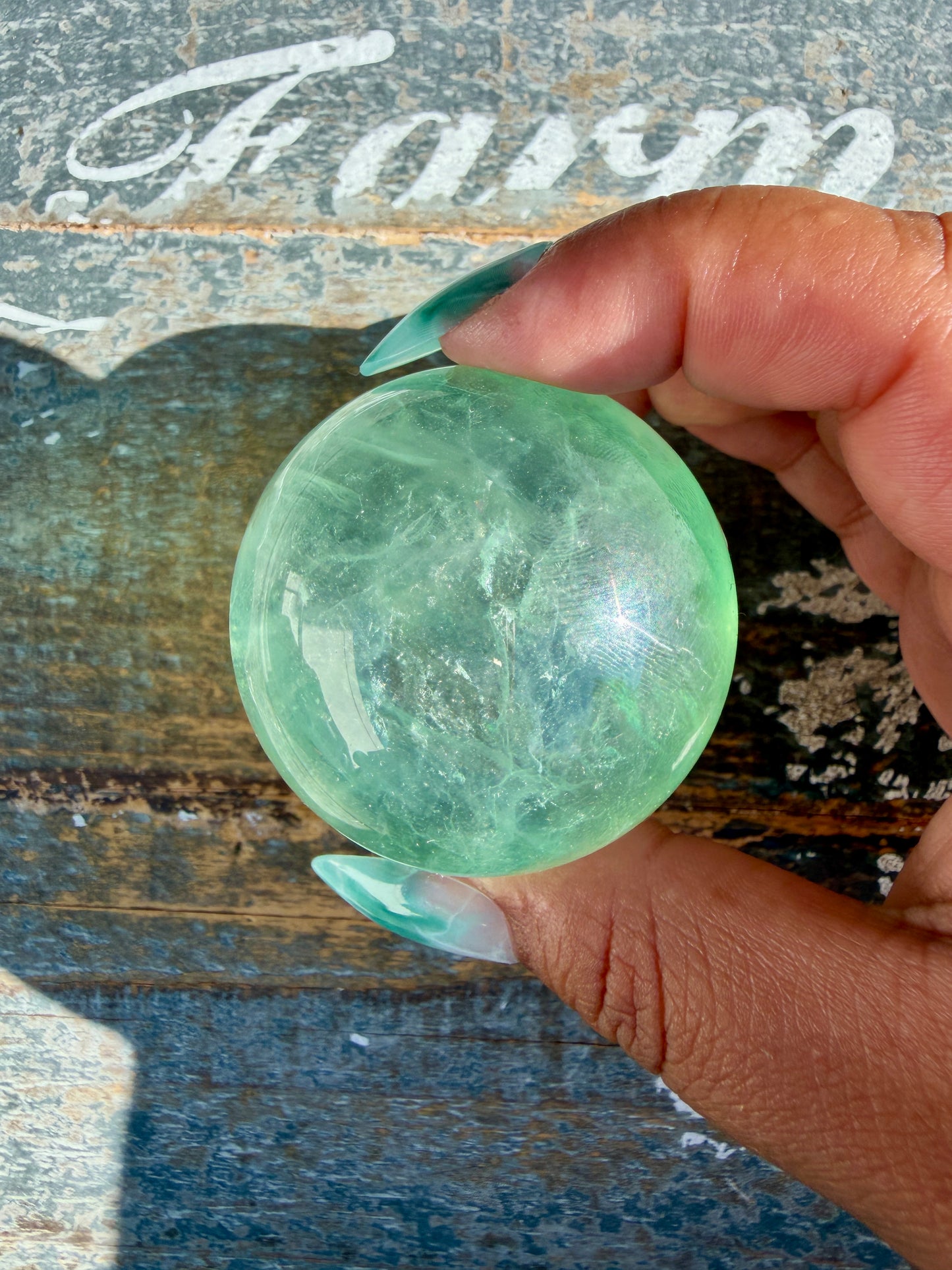Gorgeous Stormy Water Fluorite Sphere | Opt 30