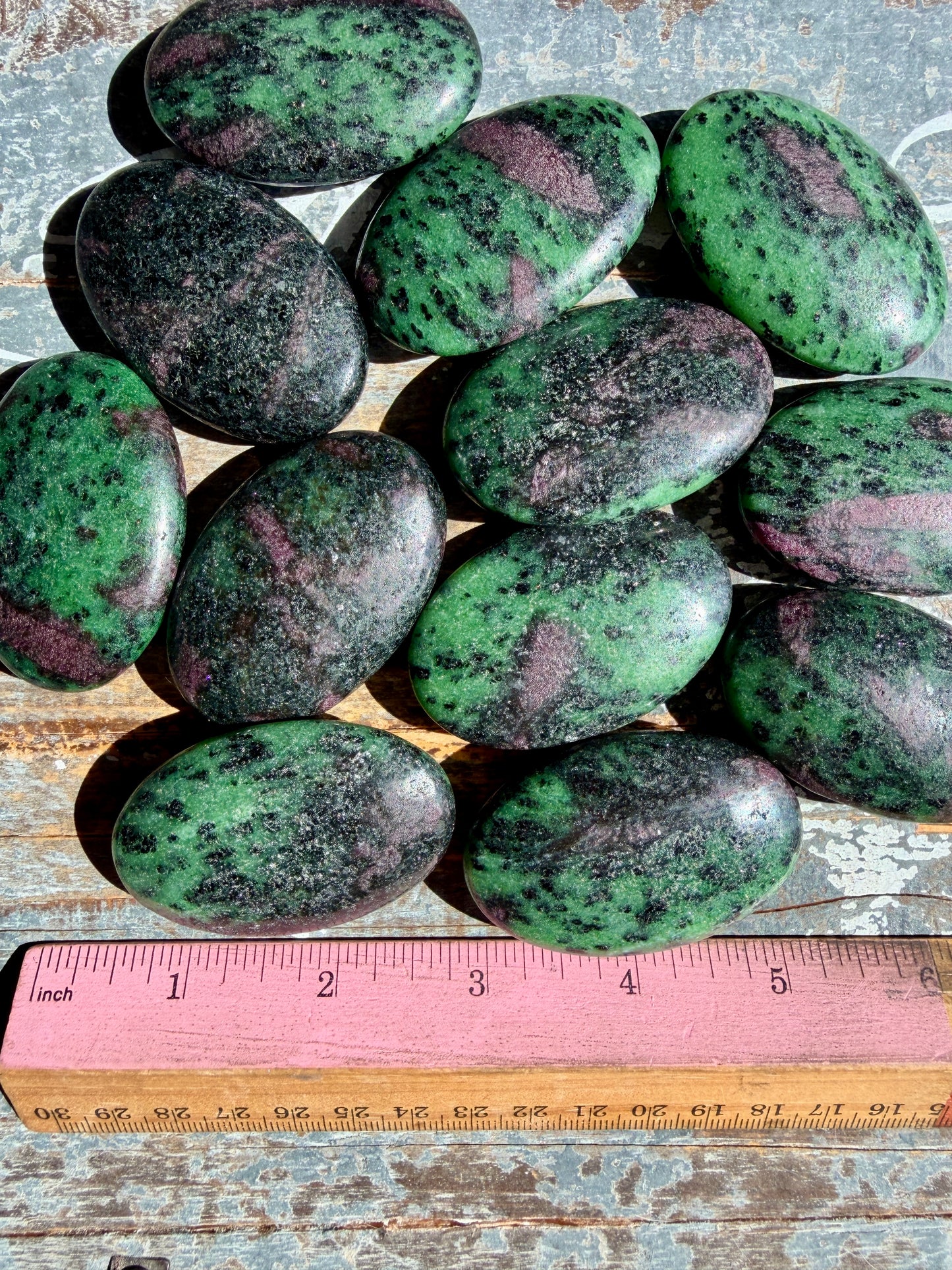 One (1) Ruby in Zoisite Palm Stone | UV reactive | Intuitively Chosen