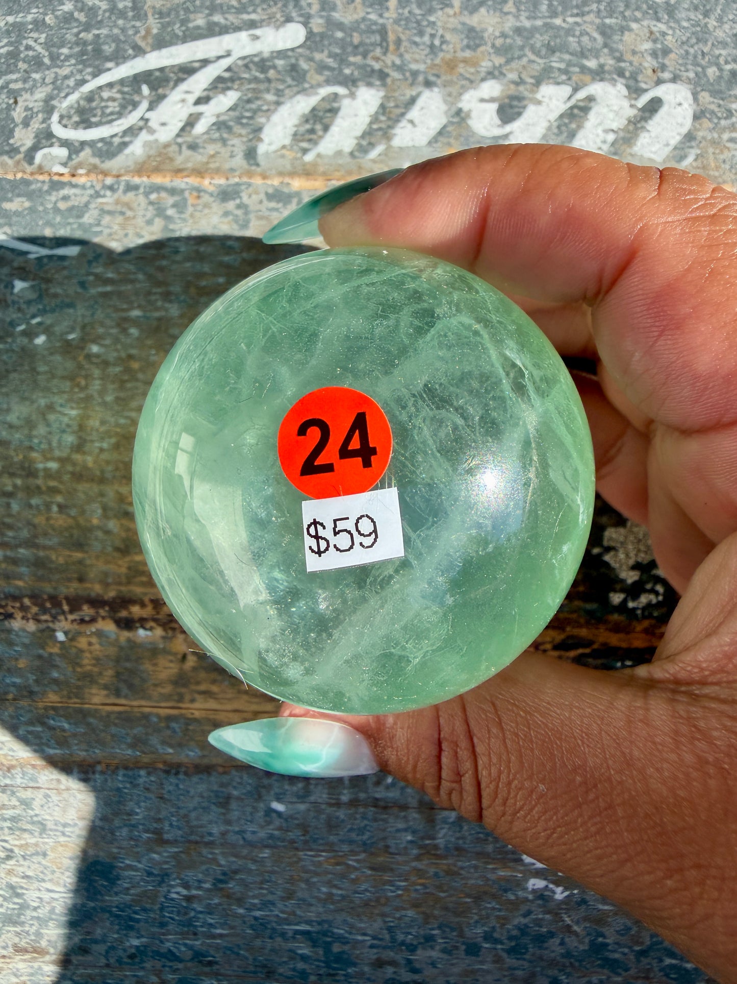 Gorgeous Stormy Water Fluorite Sphere | Opt 24