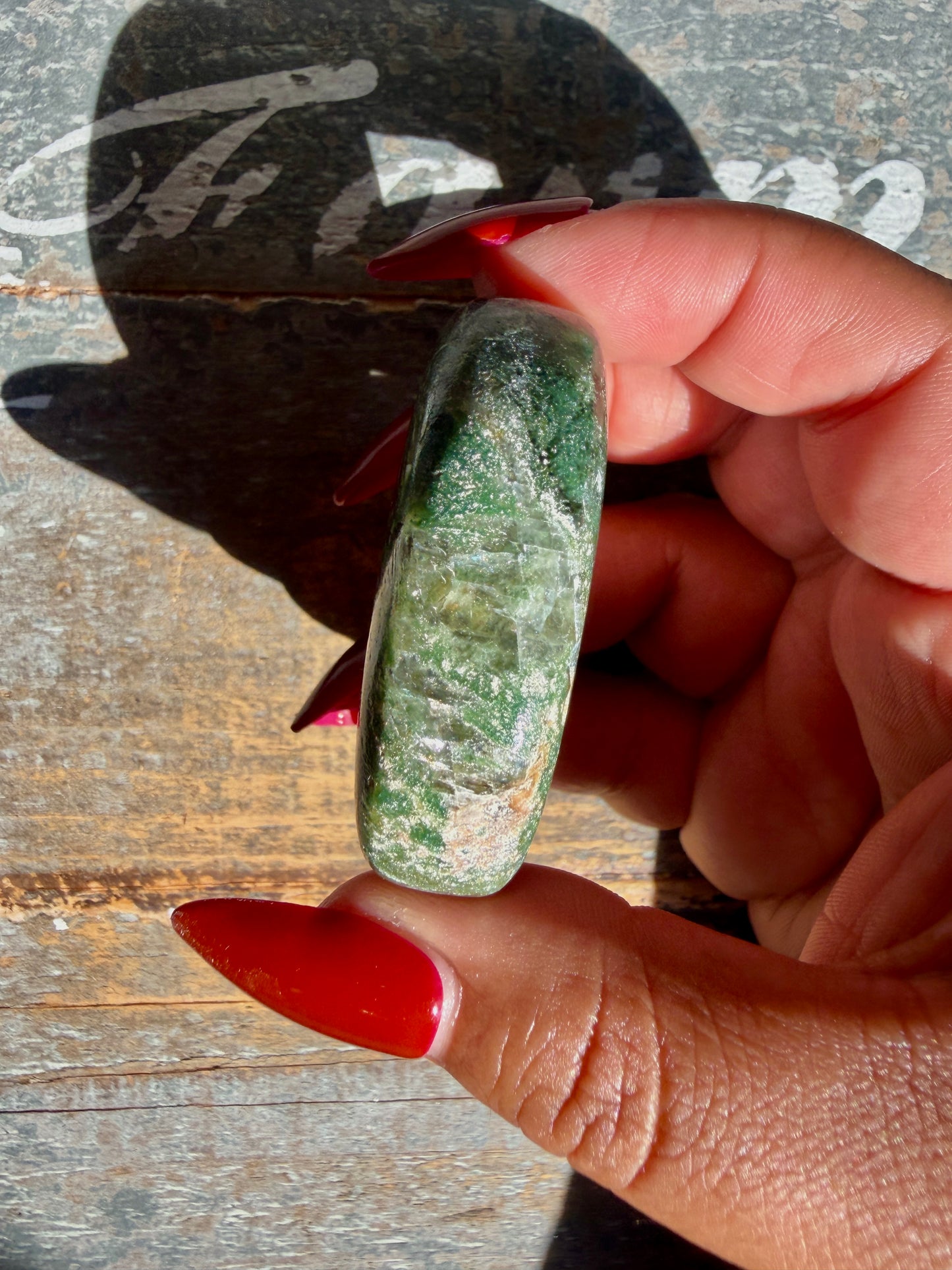 Gorgeous Optical Calcite + Moss Agate Combo Mineral Palm Stone | India | Opt 52