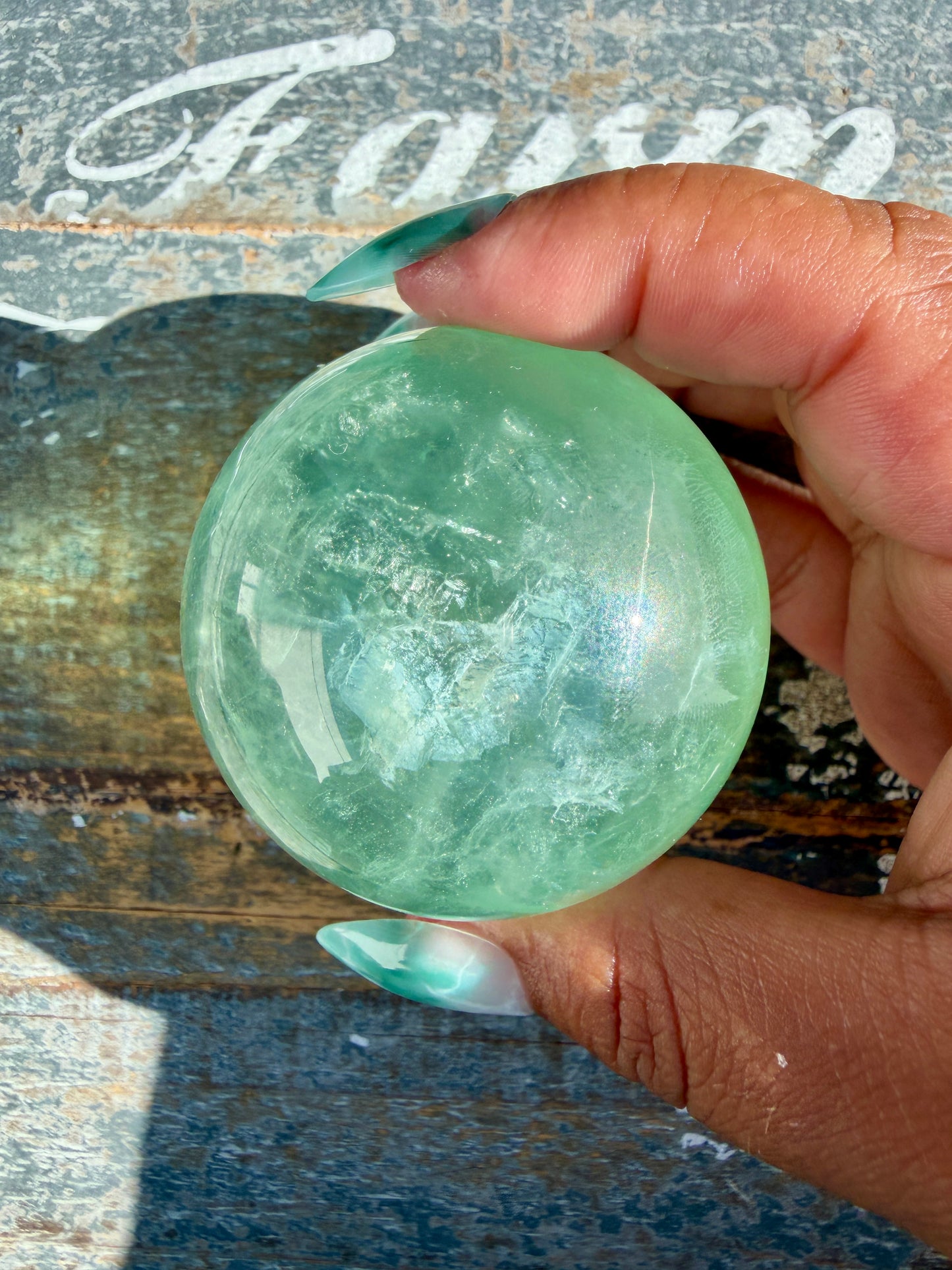 Gorgeous Stormy Water Fluorite Sphere | Opt 24