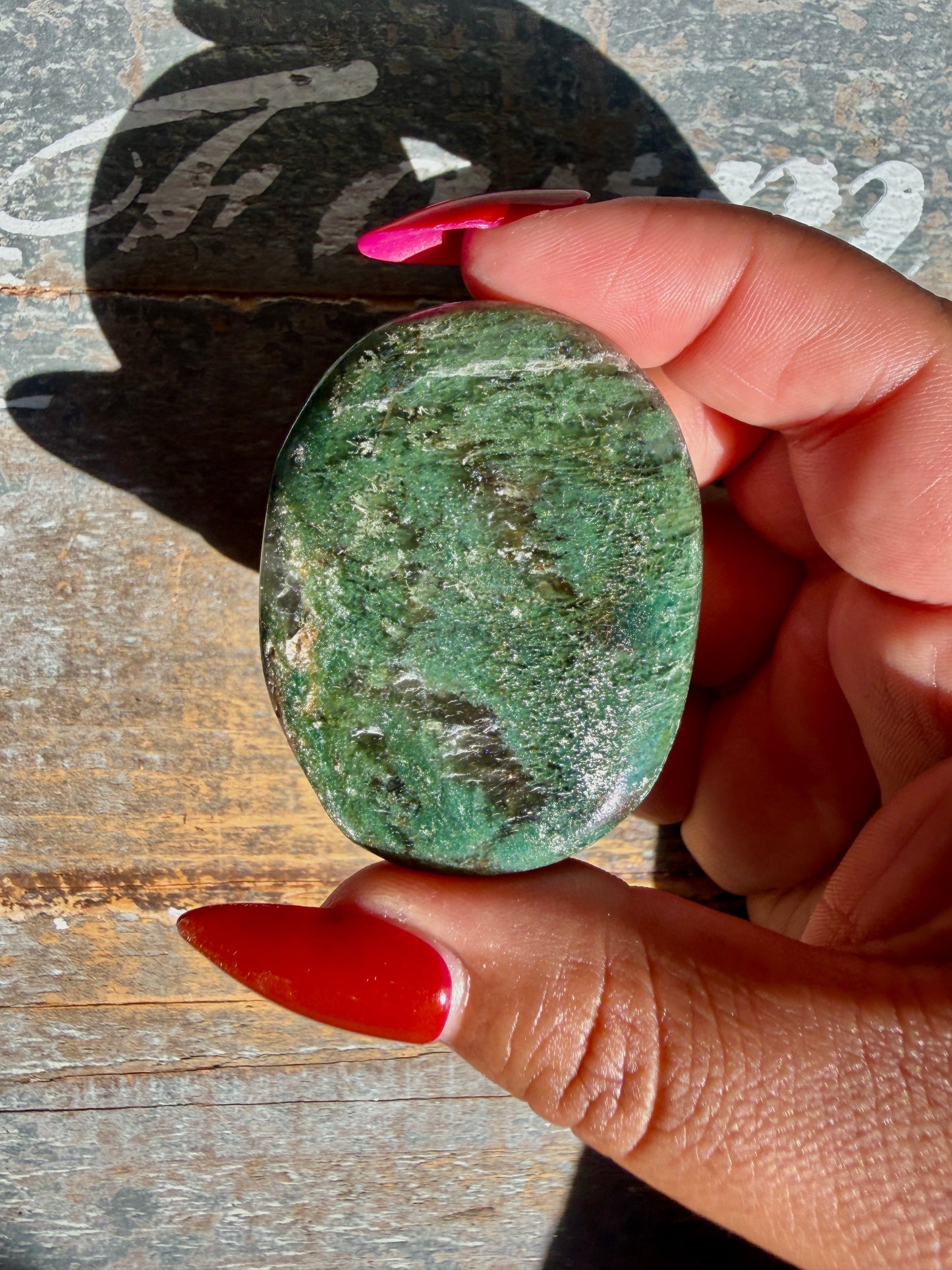 Gorgeous Optical Calcite + Moss Agate Combo Mineral Palm Stone | India | Opt 52