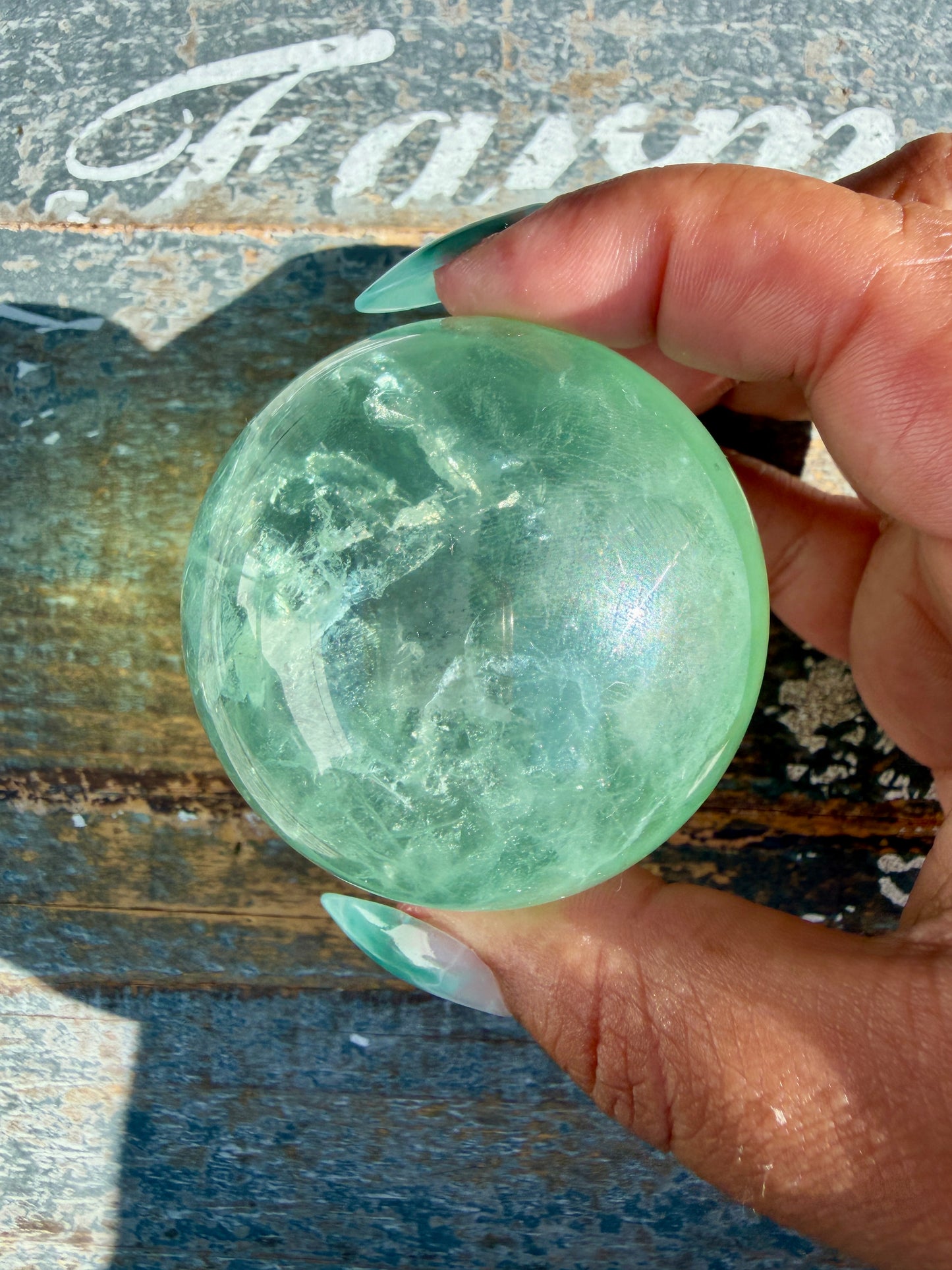 Gorgeous Stormy Water Fluorite Sphere | Opt 24