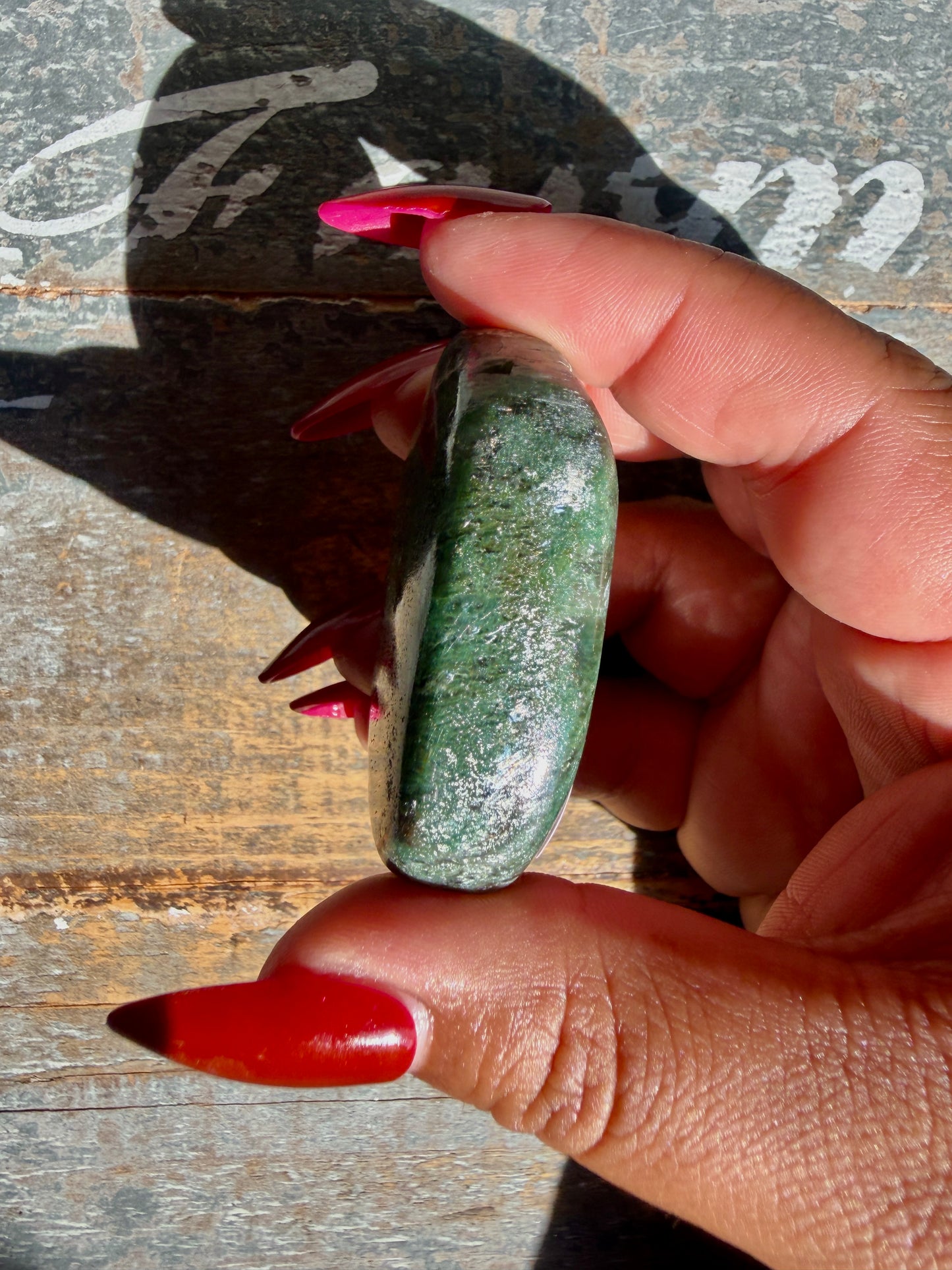 Gorgeous Optical Calcite + Moss Agate Combo Mineral Palm Stone | India | Opt 52