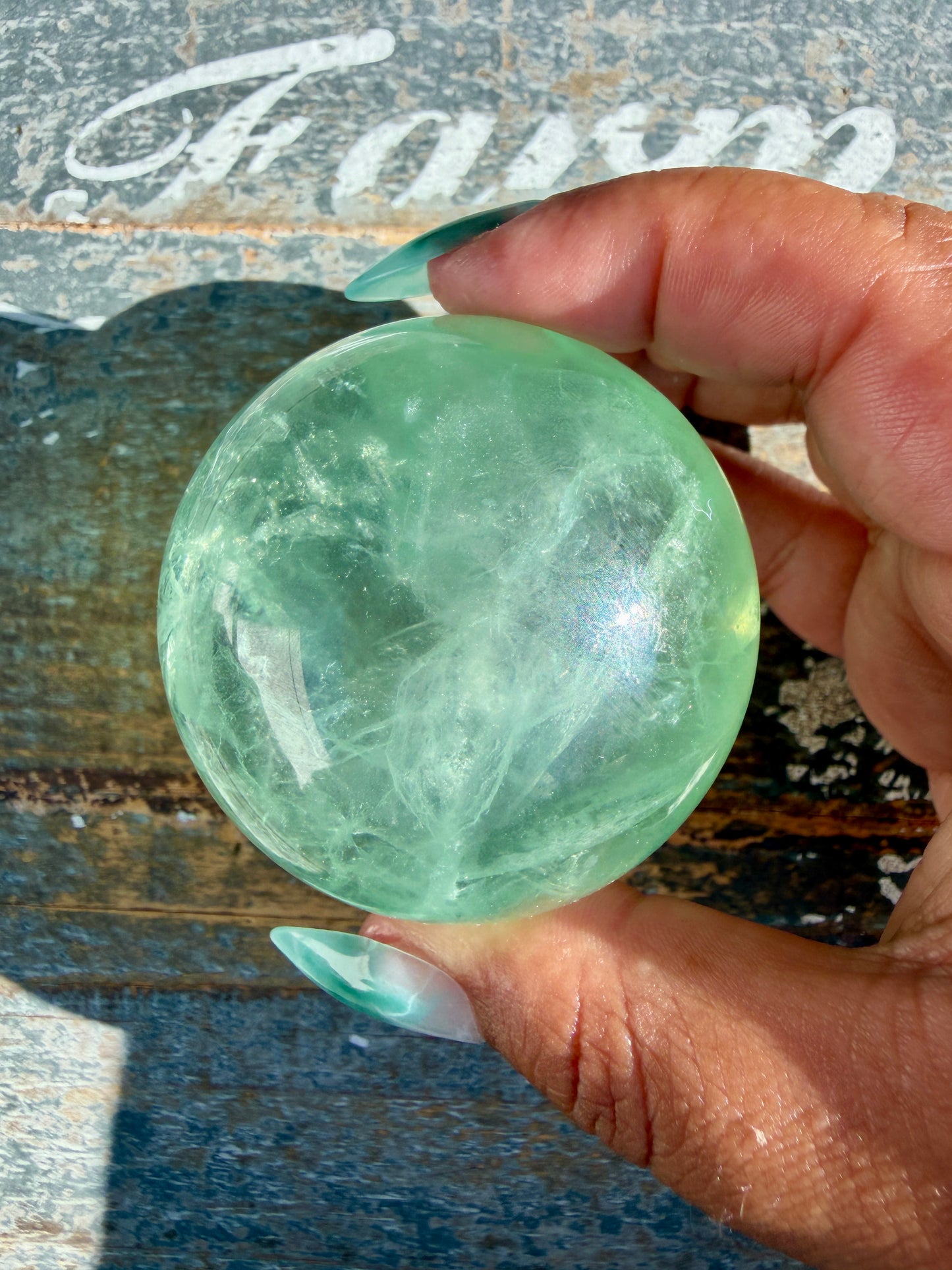 Gorgeous Stormy Water Fluorite Sphere | Opt 24