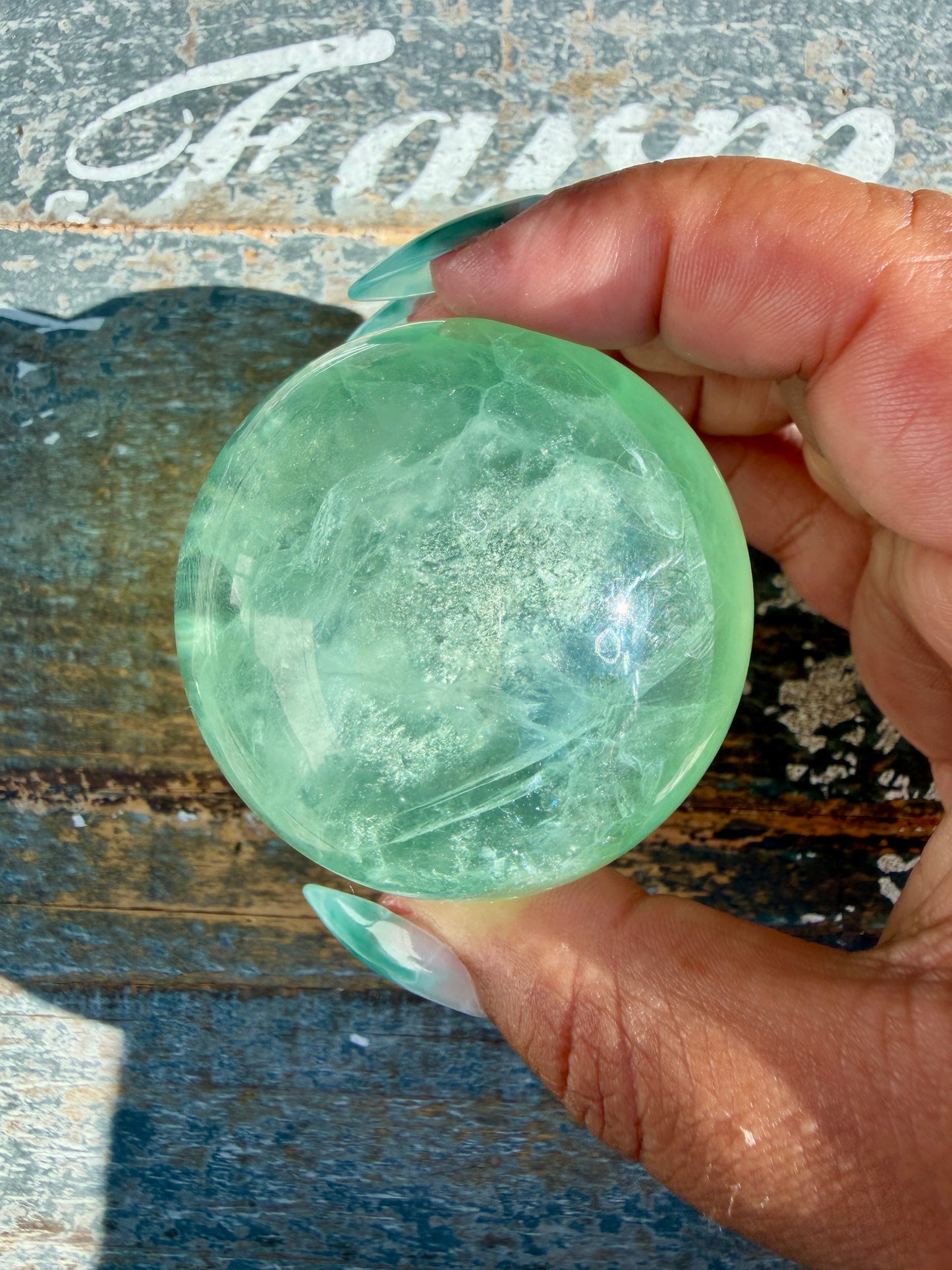 Gorgeous Stormy Water Fluorite Sphere | Opt 24