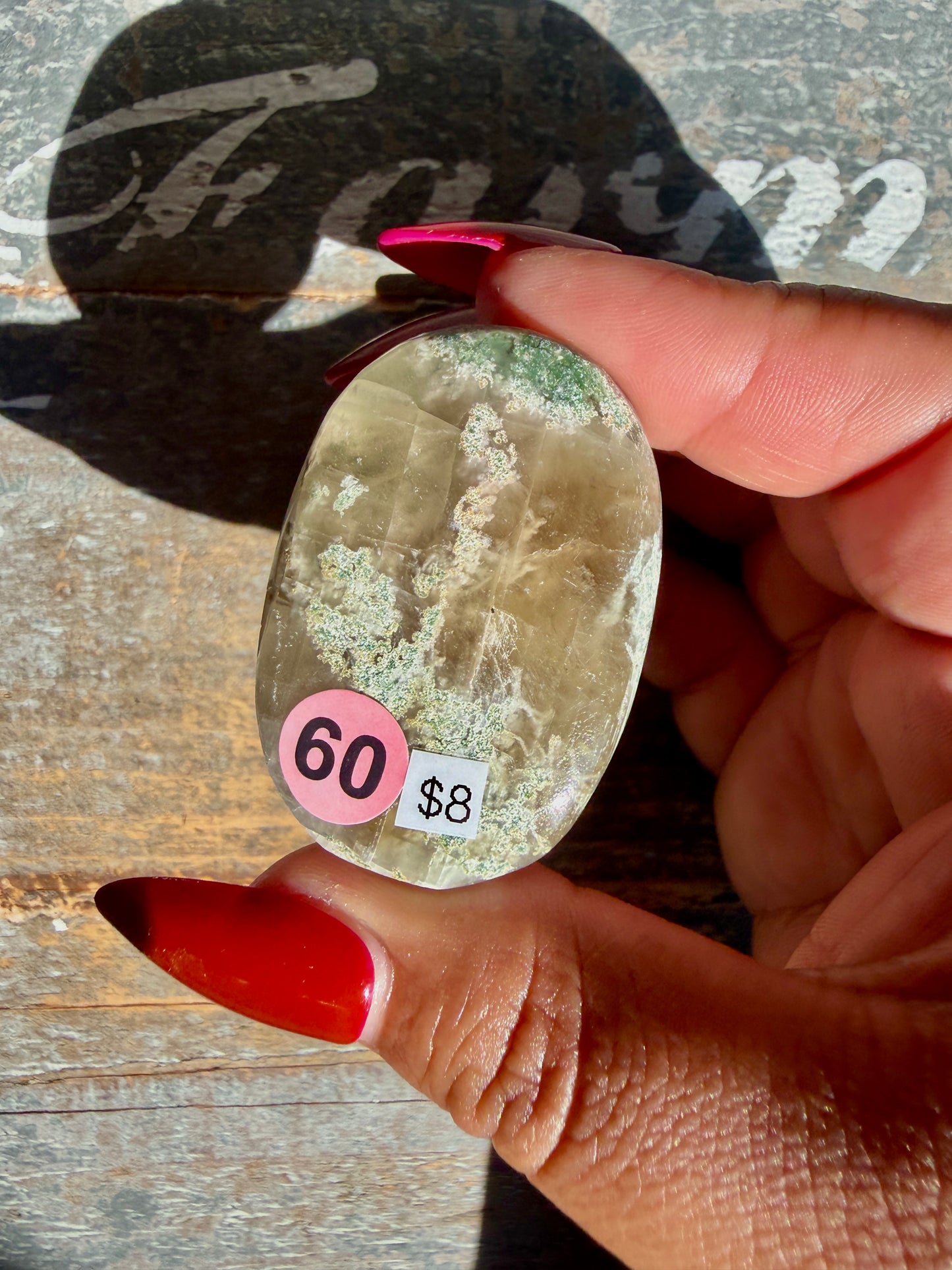 Gorgeous Optical Calcite + Moss Agate Combo Mineral Palm Stone | India | Opt 60
