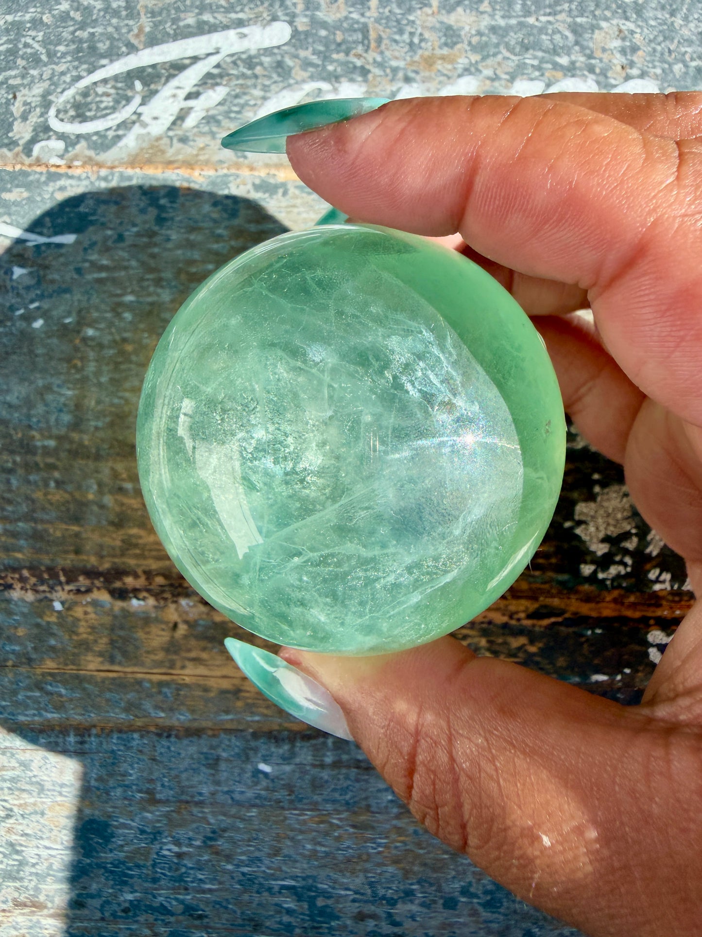Gorgeous Stormy Water Fluorite Sphere | Opt 24