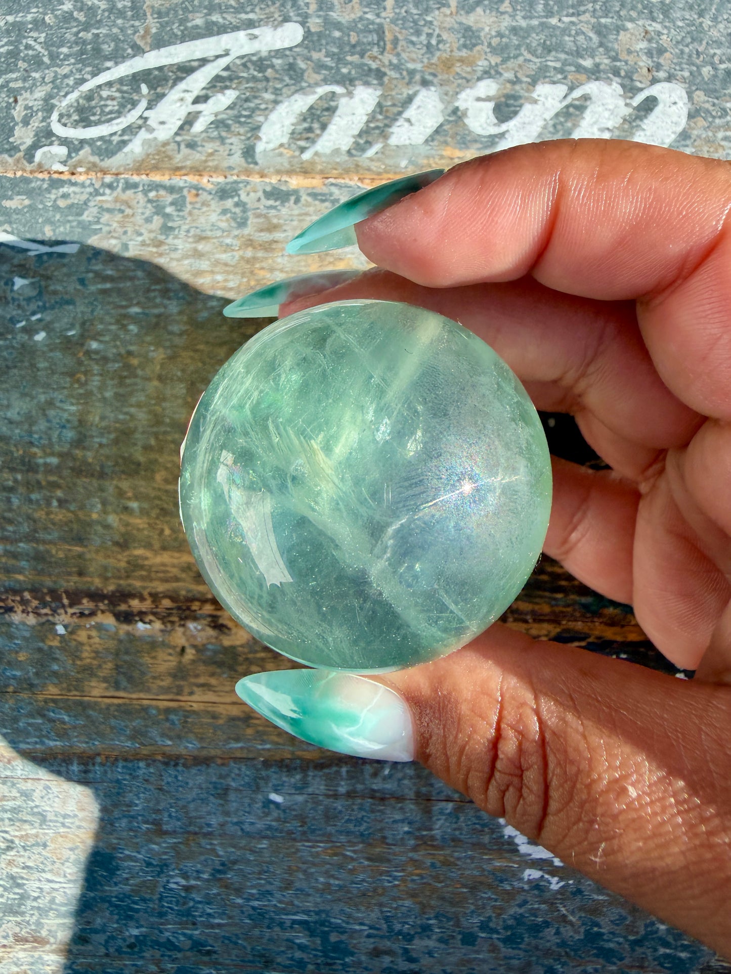 Gorgeous Stormy Water Fluorite Sphere | Opt 29
