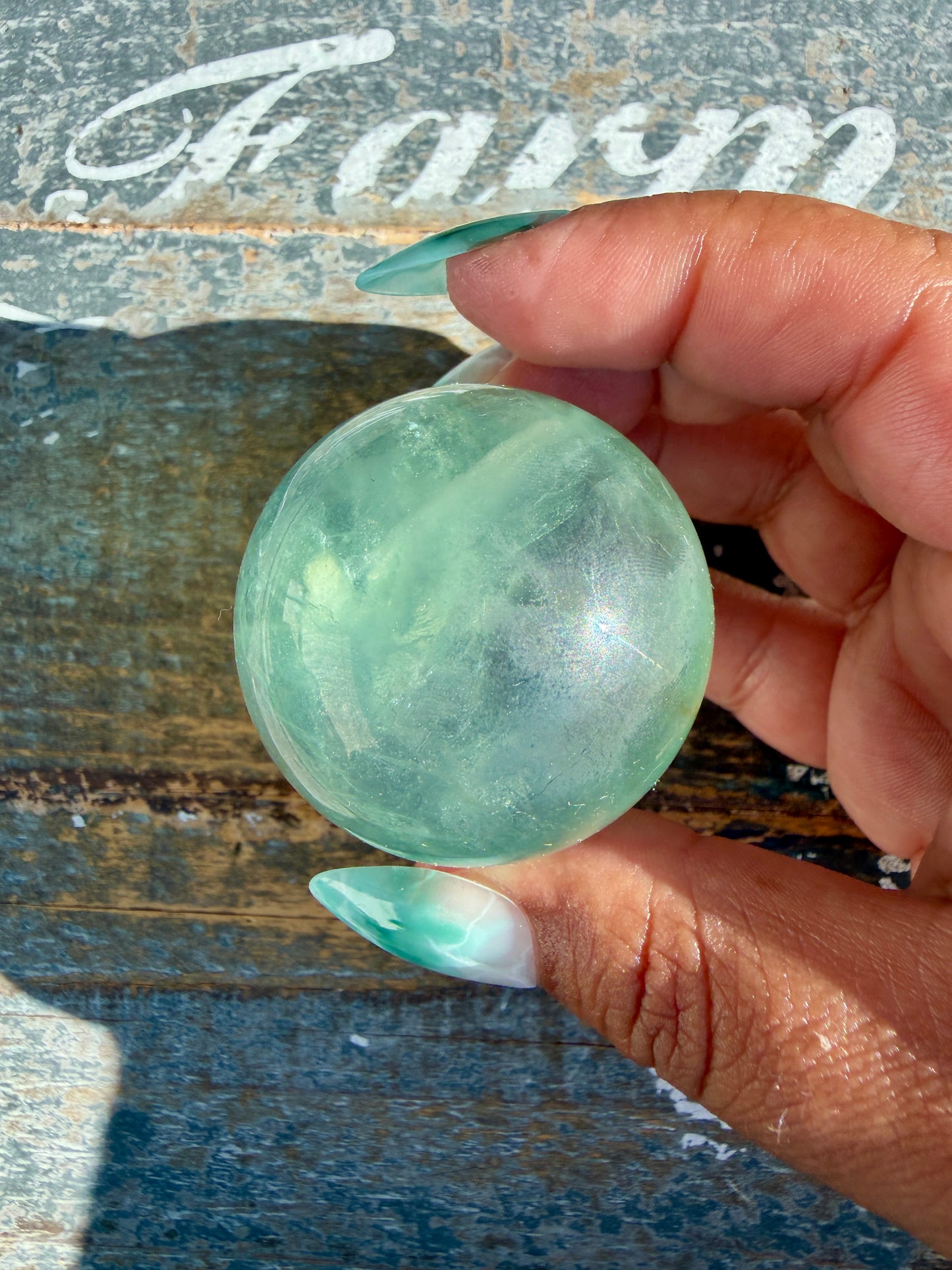 Gorgeous Stormy Water Fluorite Sphere | Opt 29
