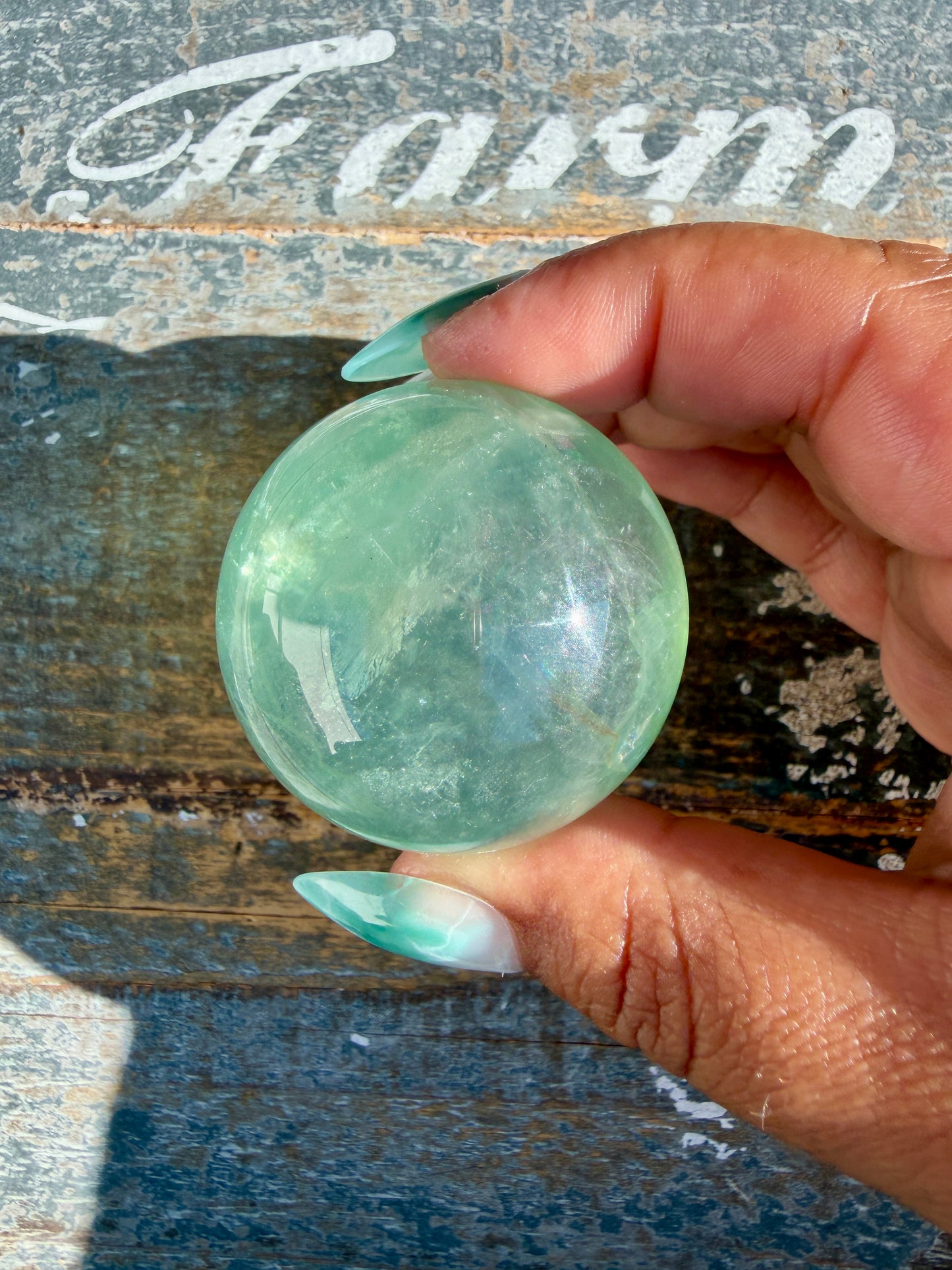 Gorgeous Stormy Water Fluorite Sphere | Opt 29