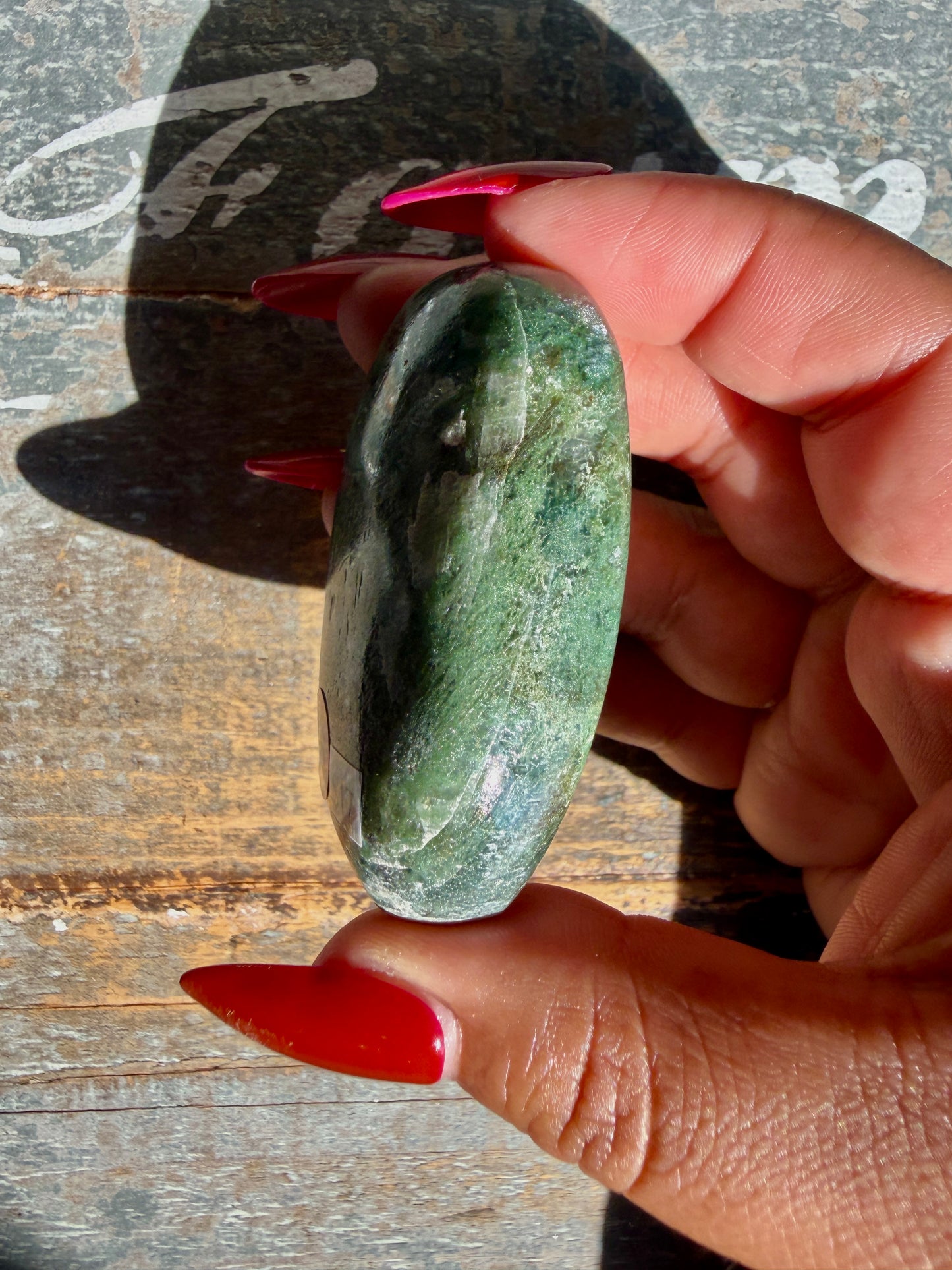 Gorgeous Optical Calcite + Moss Agate Combo Mineral Palm Stone | India | Opt 66