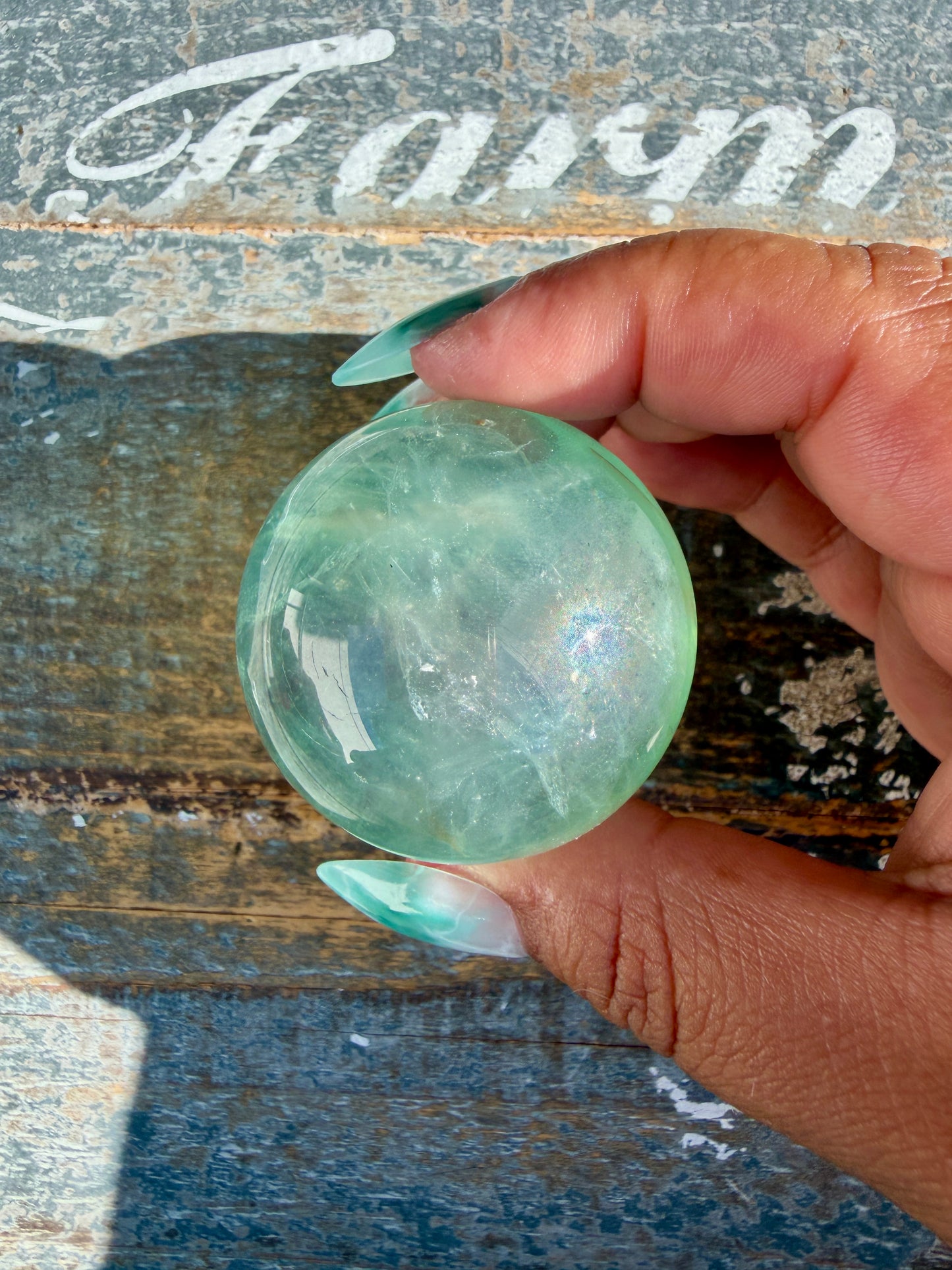 Gorgeous Stormy Water Fluorite Sphere | Opt 29