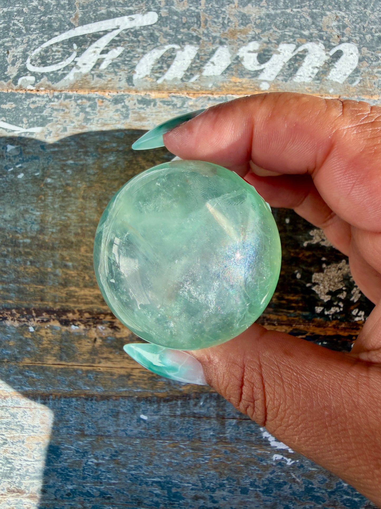 Gorgeous Stormy Water Fluorite Sphere | Opt 29