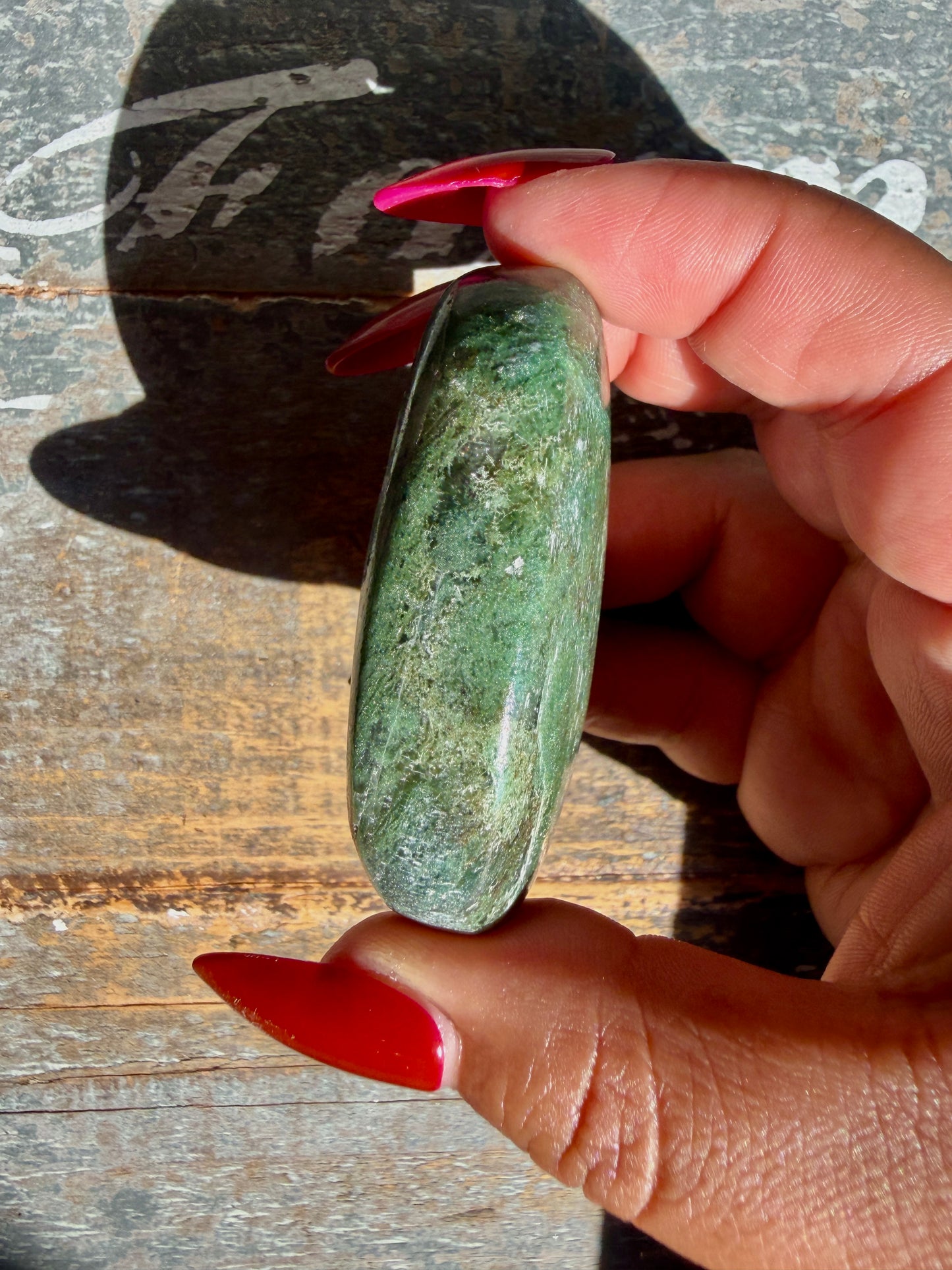 Gorgeous Optical Calcite + Moss Agate Combo Mineral Palm Stone | India | Opt 66