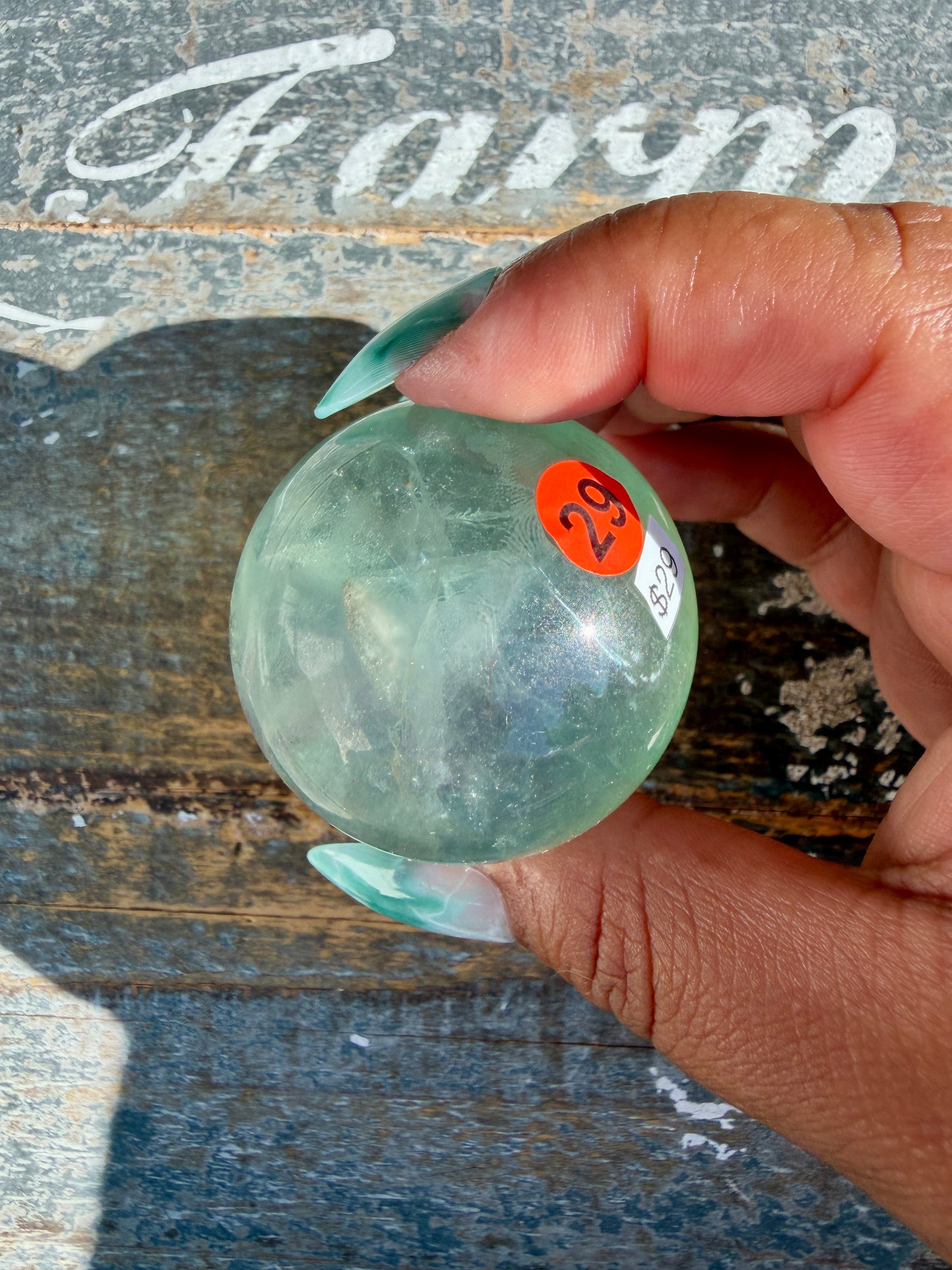 Gorgeous Stormy Water Fluorite Sphere | Opt 29