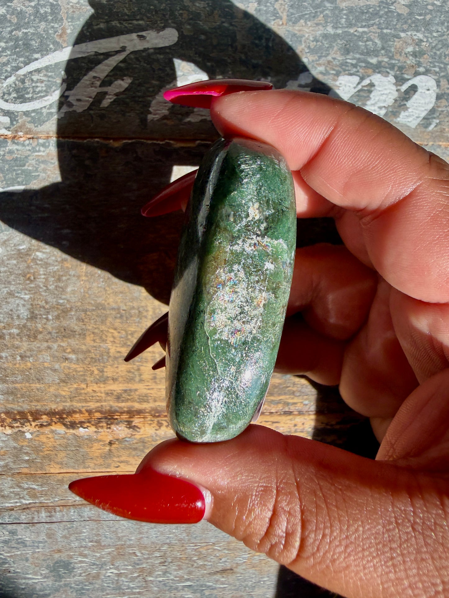 Gorgeous Optical Calcite + Moss Agate Combo Mineral Palm Stone | India | Opt 66