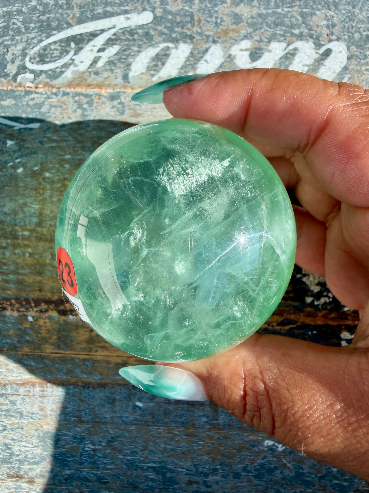 Gorgeous Stormy Water Fluorite Sphere | Opt 23