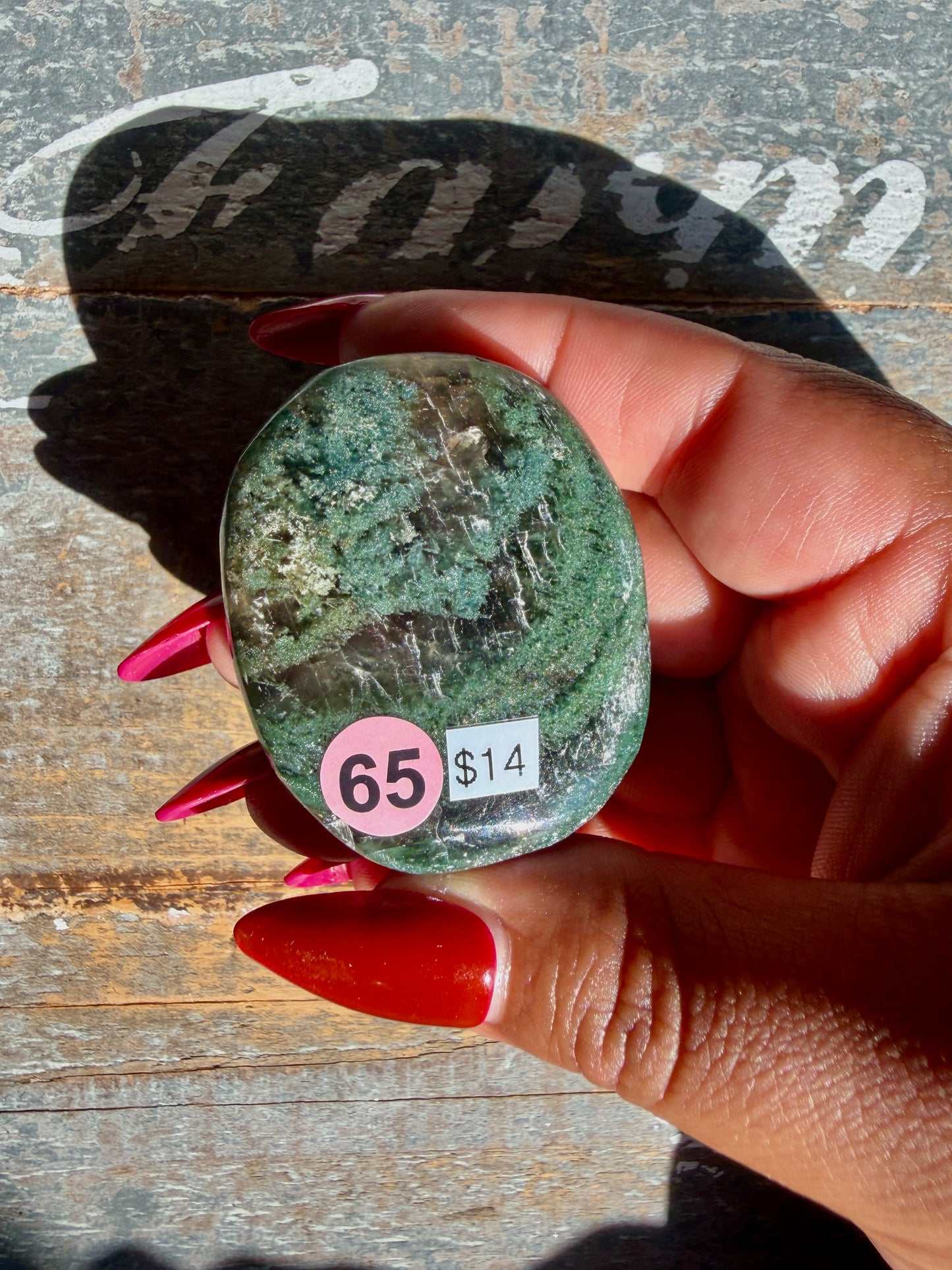Gorgeous Optical Calcite + Moss Agate Combo Mineral Palm Stone | India | Opt 65