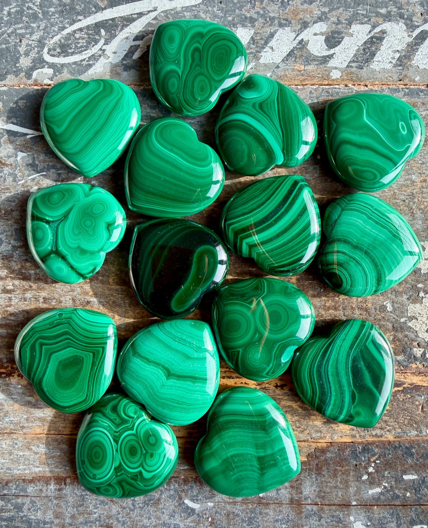 One (1) Gorgeous Malachite Mini Heart