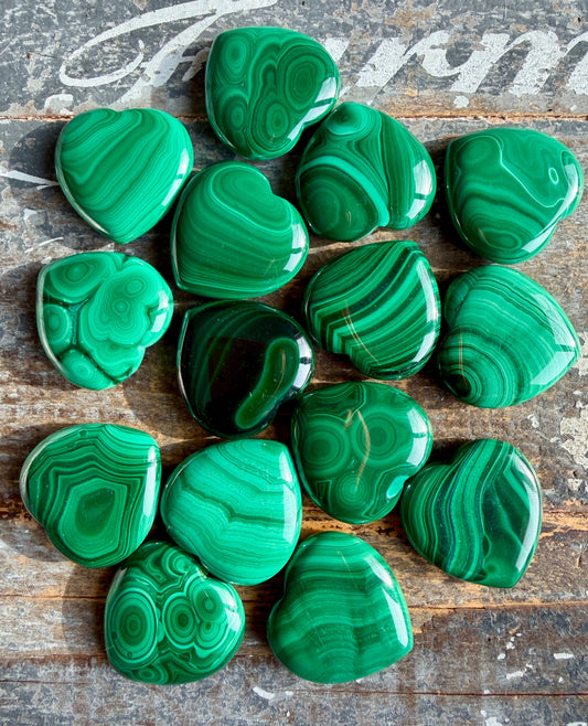 One (1) Gorgeous Malachite Mini Heart