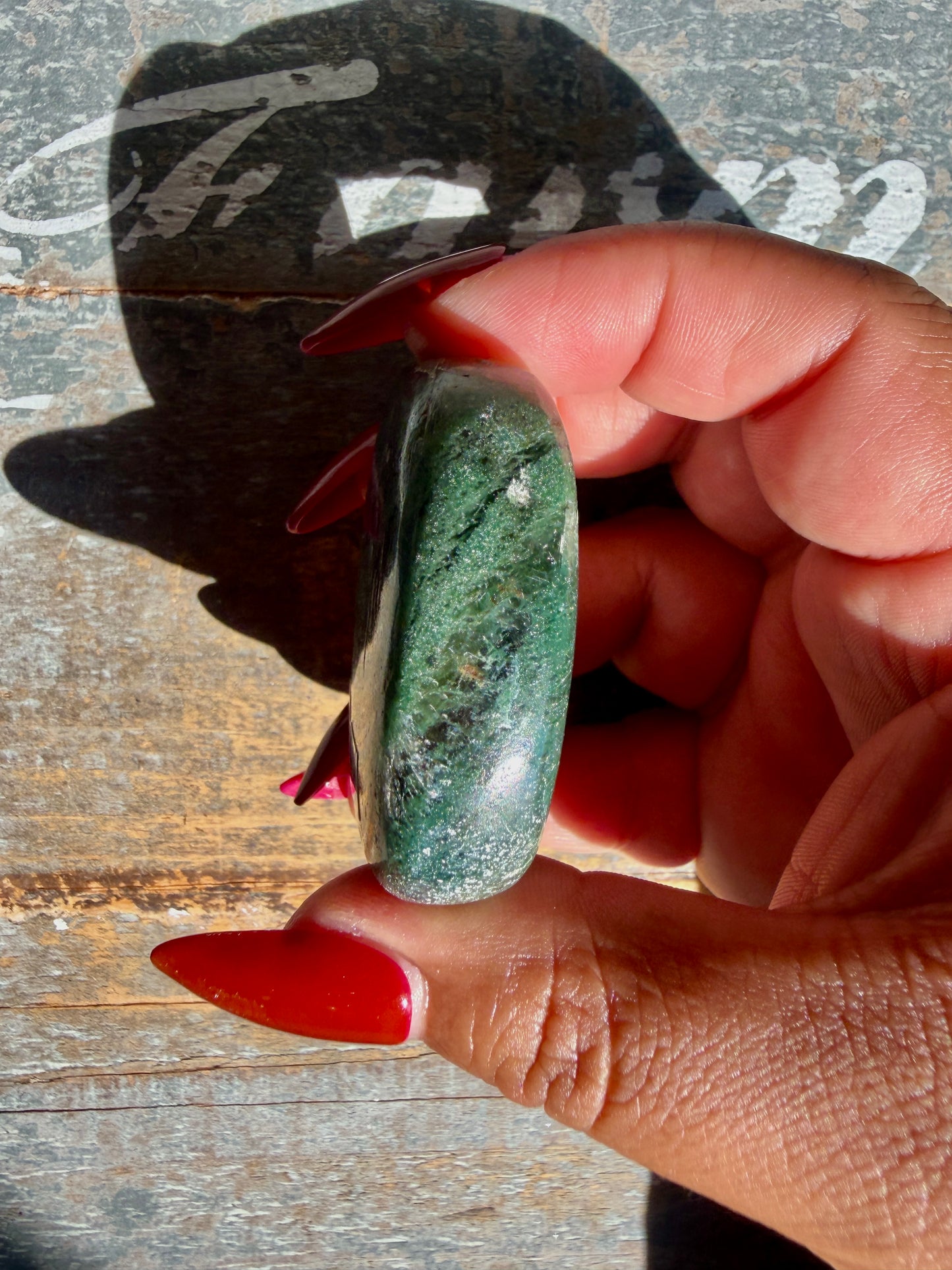 Gorgeous Optical Calcite + Moss Agate Combo Mineral Palm Stone | India | Opt 65