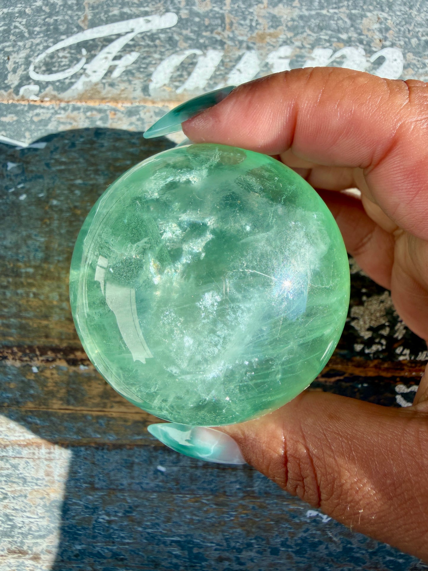 Gorgeous Stormy Water Fluorite Sphere | Opt 23