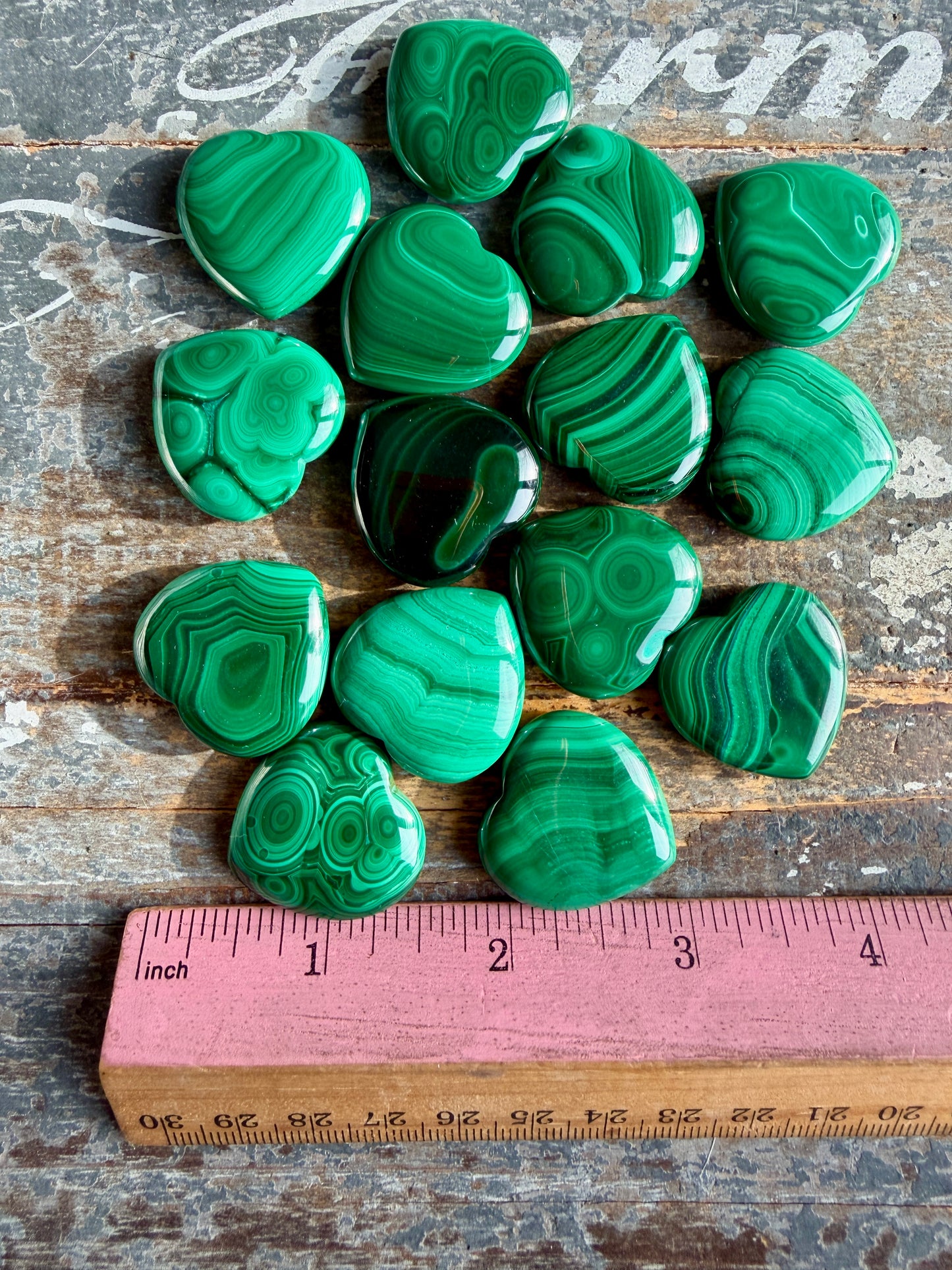 One (1) Gorgeous Malachite Mini Heart