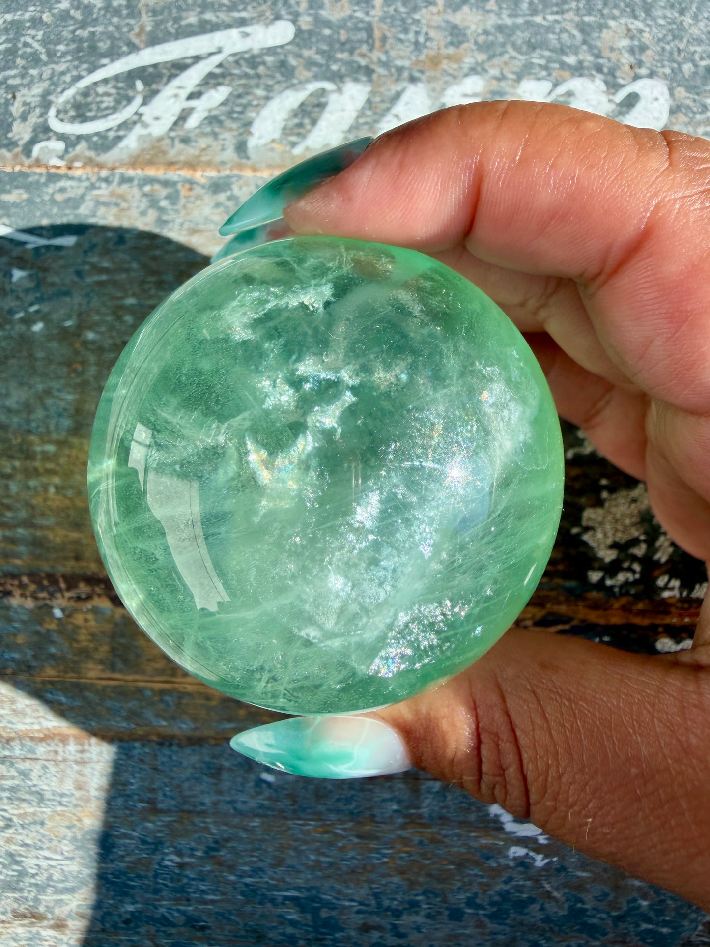 Gorgeous Stormy Water Fluorite Sphere | Opt 23