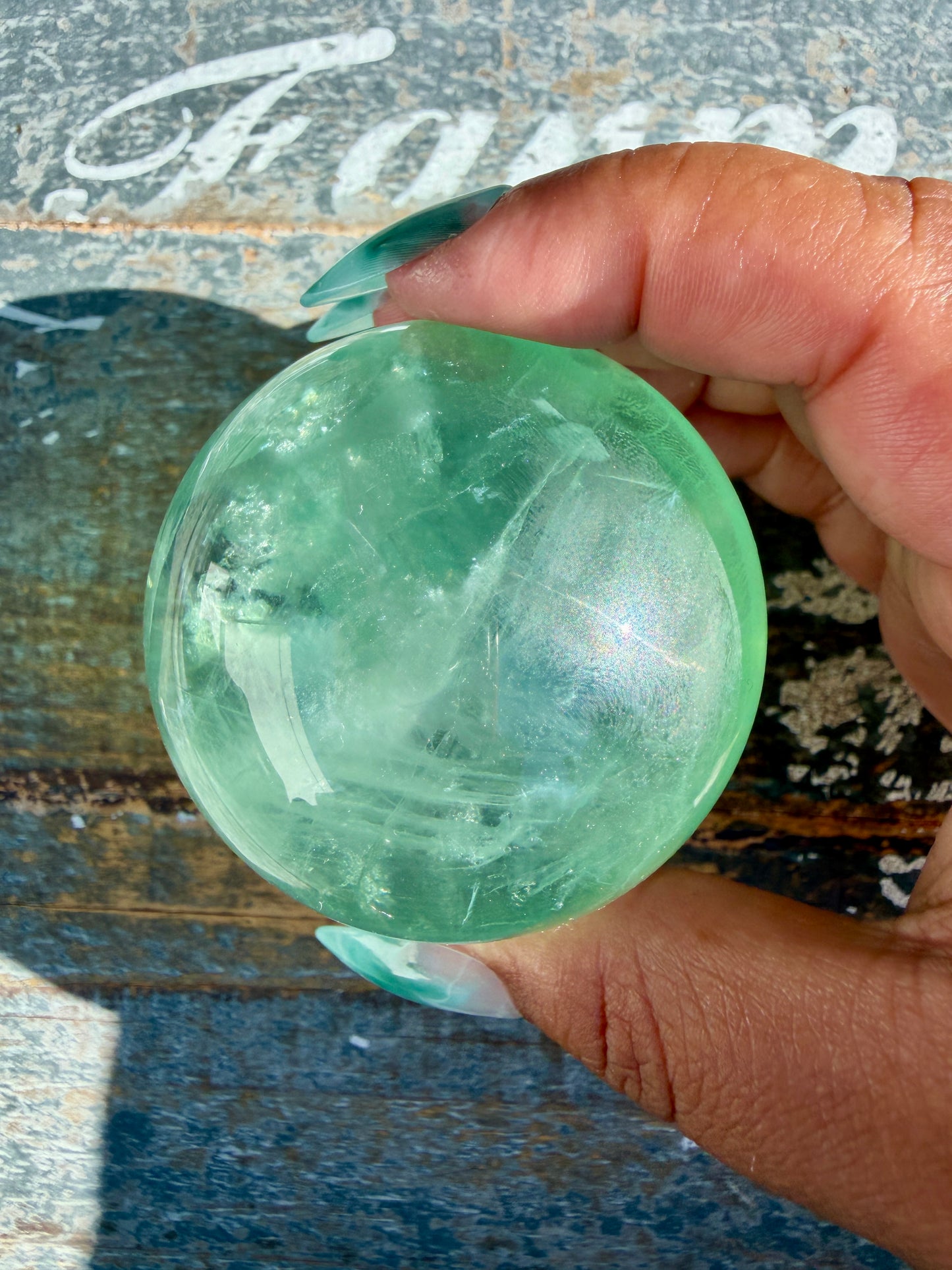 Gorgeous Stormy Water Fluorite Sphere | Opt 23
