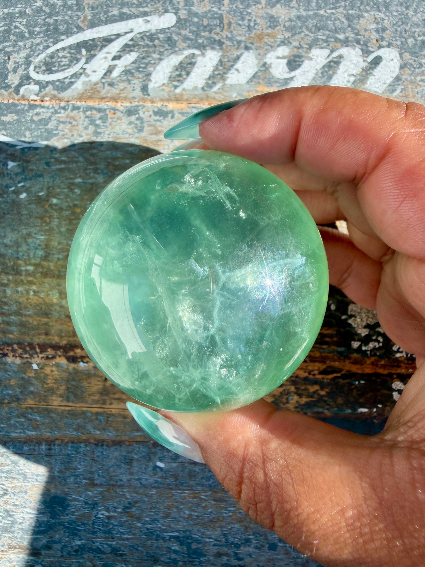 Gorgeous Stormy Water Fluorite Sphere | Opt 23