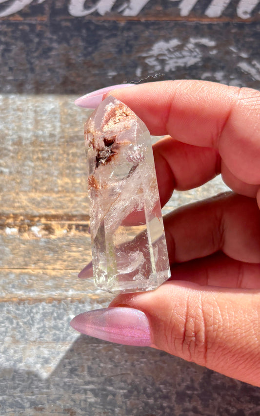 Gorgeous Pink Lithium + Garden Quartz Tower from Brazil *RARE FIND