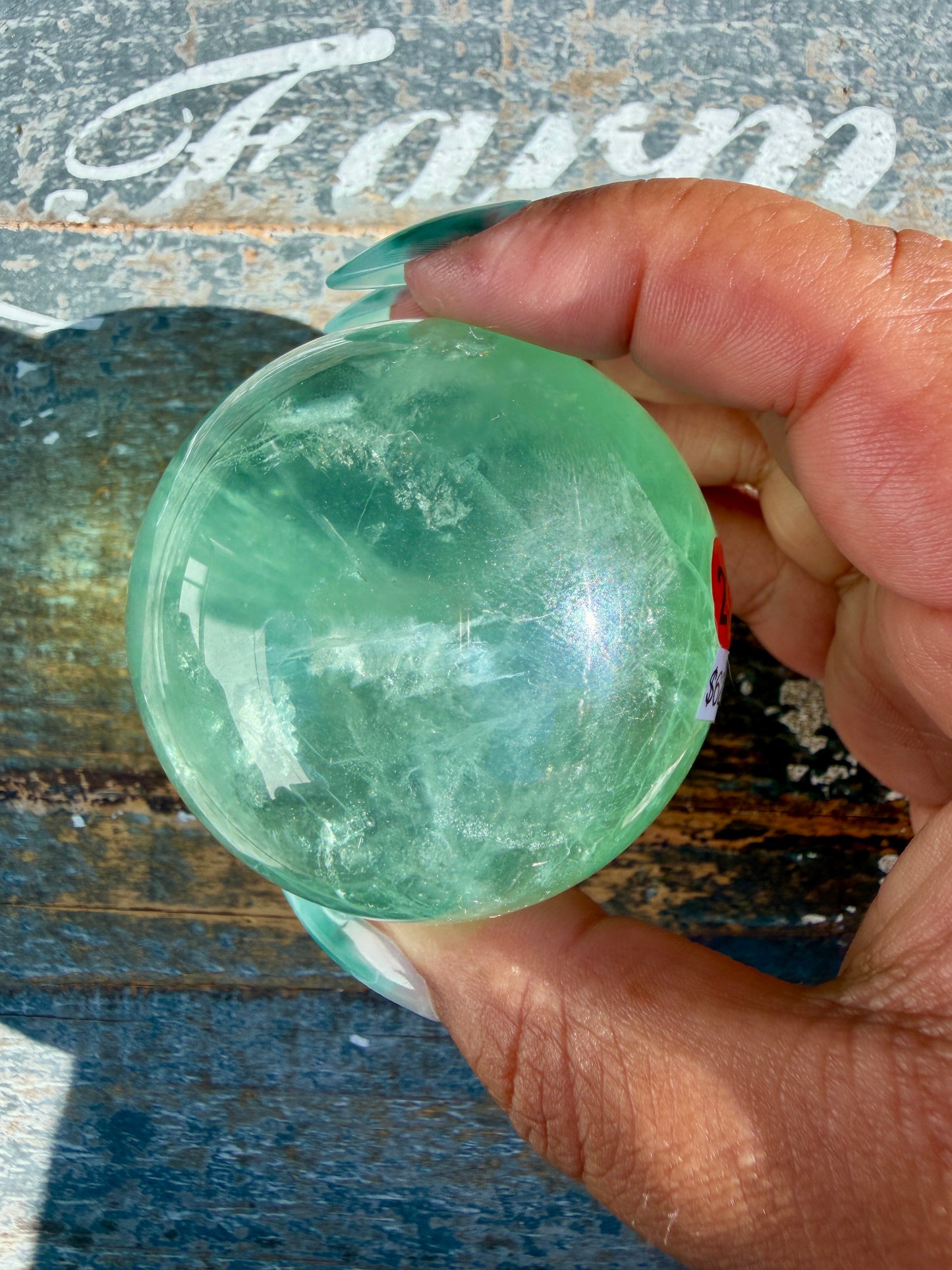 Gorgeous Stormy Water Fluorite Sphere | Opt 23