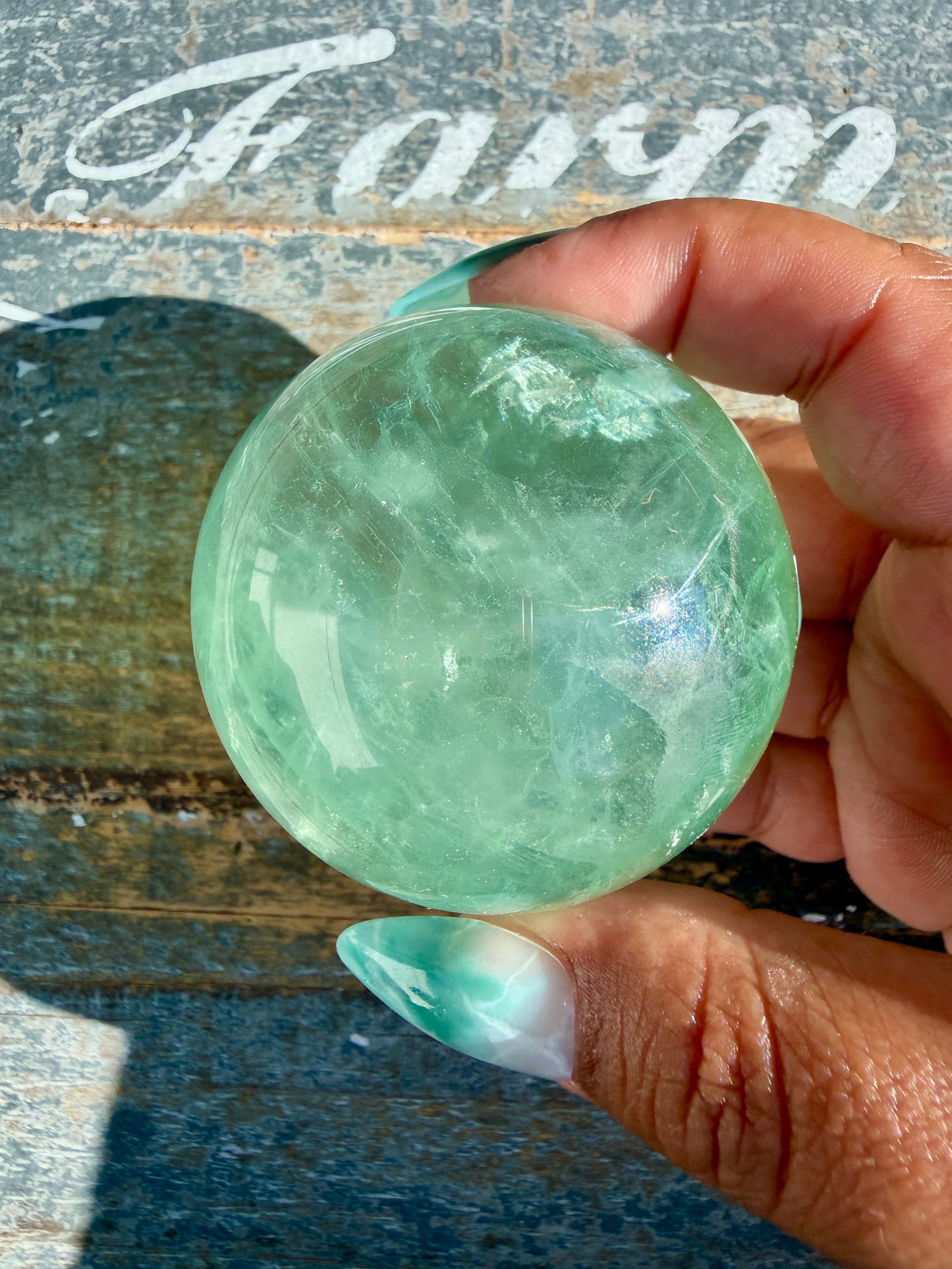 Gorgeous Stormy Water Fluorite Sphere | Opt 23