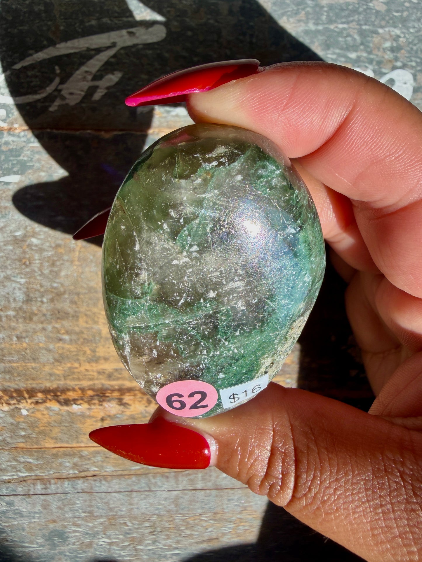 Gorgeous Optical Calcite + Moss Agate Combo Mineral Palm Stone | India | Opt 62