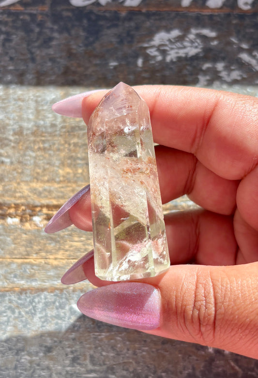 Gorgeous Pink Lithium + Garden Quartz Tower from Brazil *RARE FIND