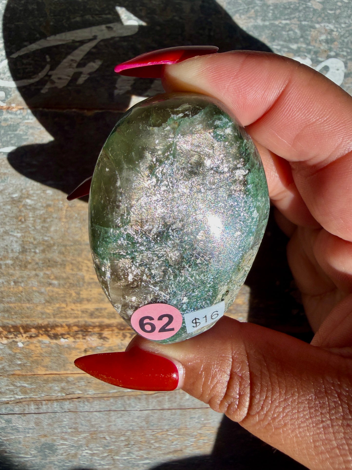 Gorgeous Optical Calcite + Moss Agate Combo Mineral Palm Stone | India | Opt 62
