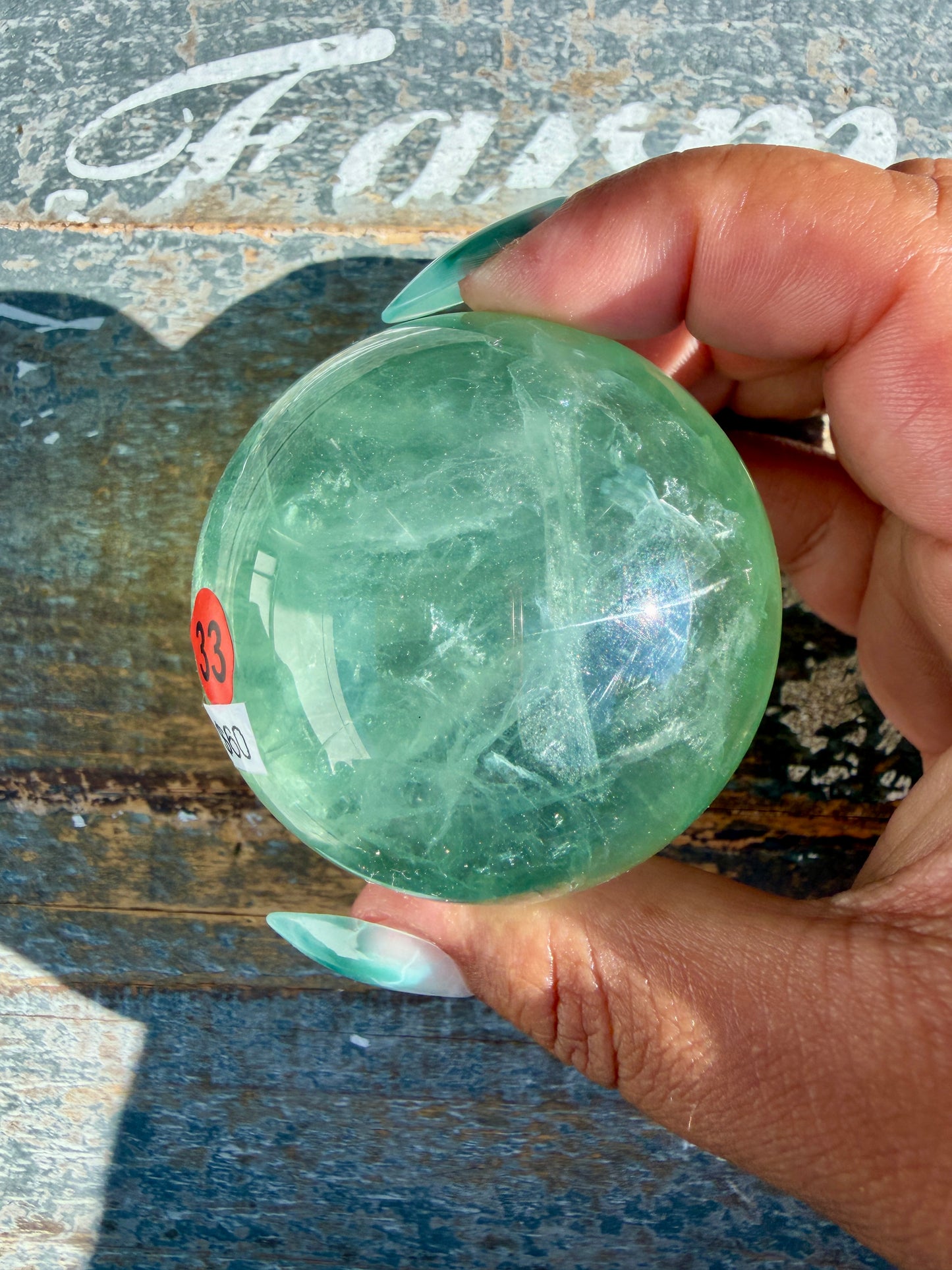 Gorgeous Stormy Water Fluorite Sphere | Opt 33